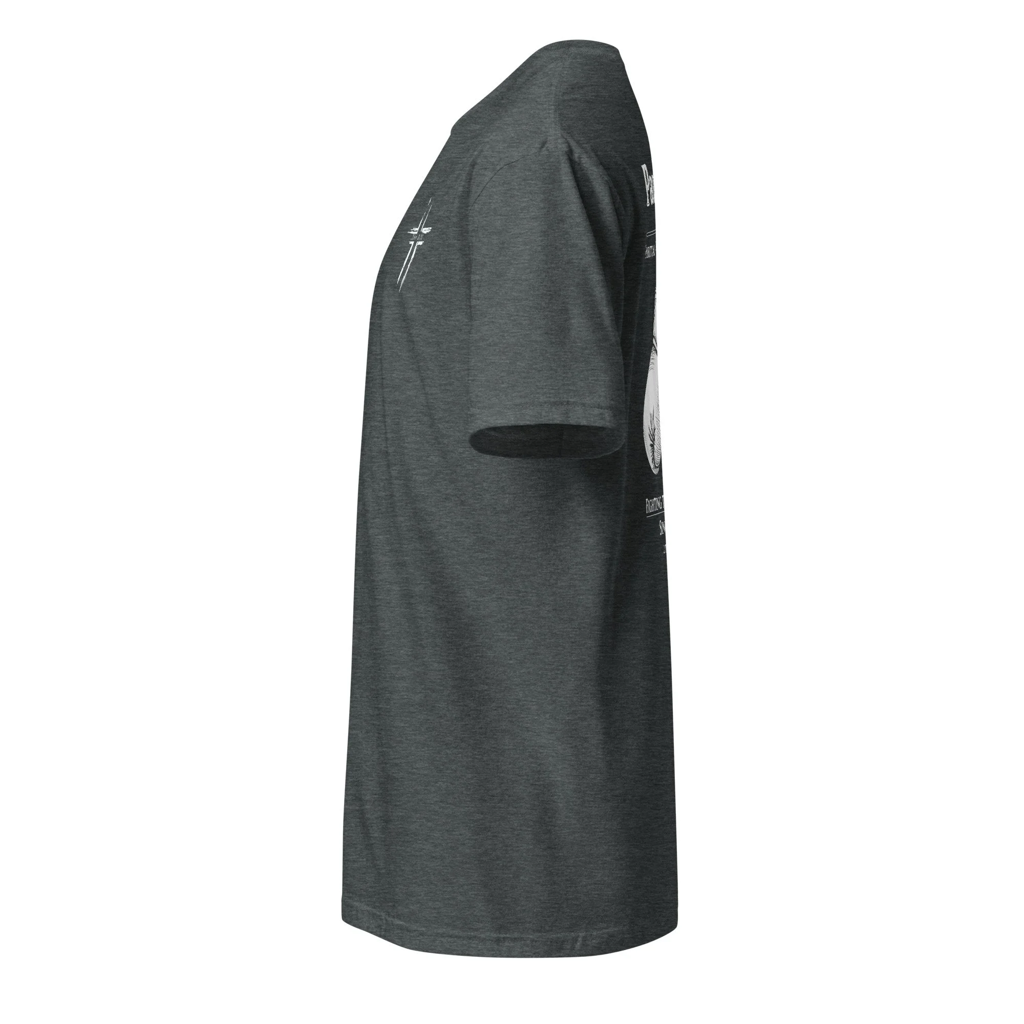 Paul's Gym Christian shirt in dark heather, side view