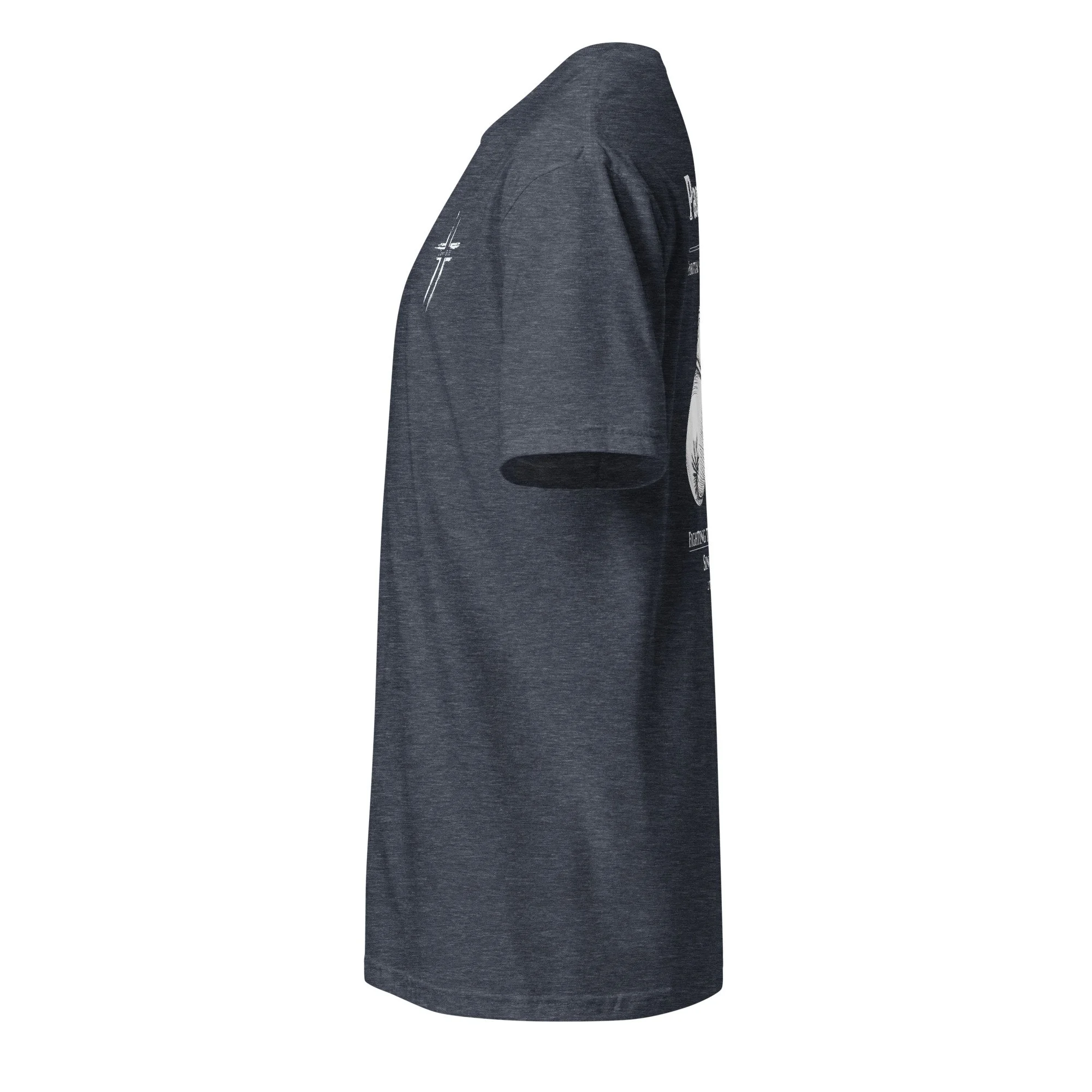 Paul's Gym Christian shirt in heather navy, side view