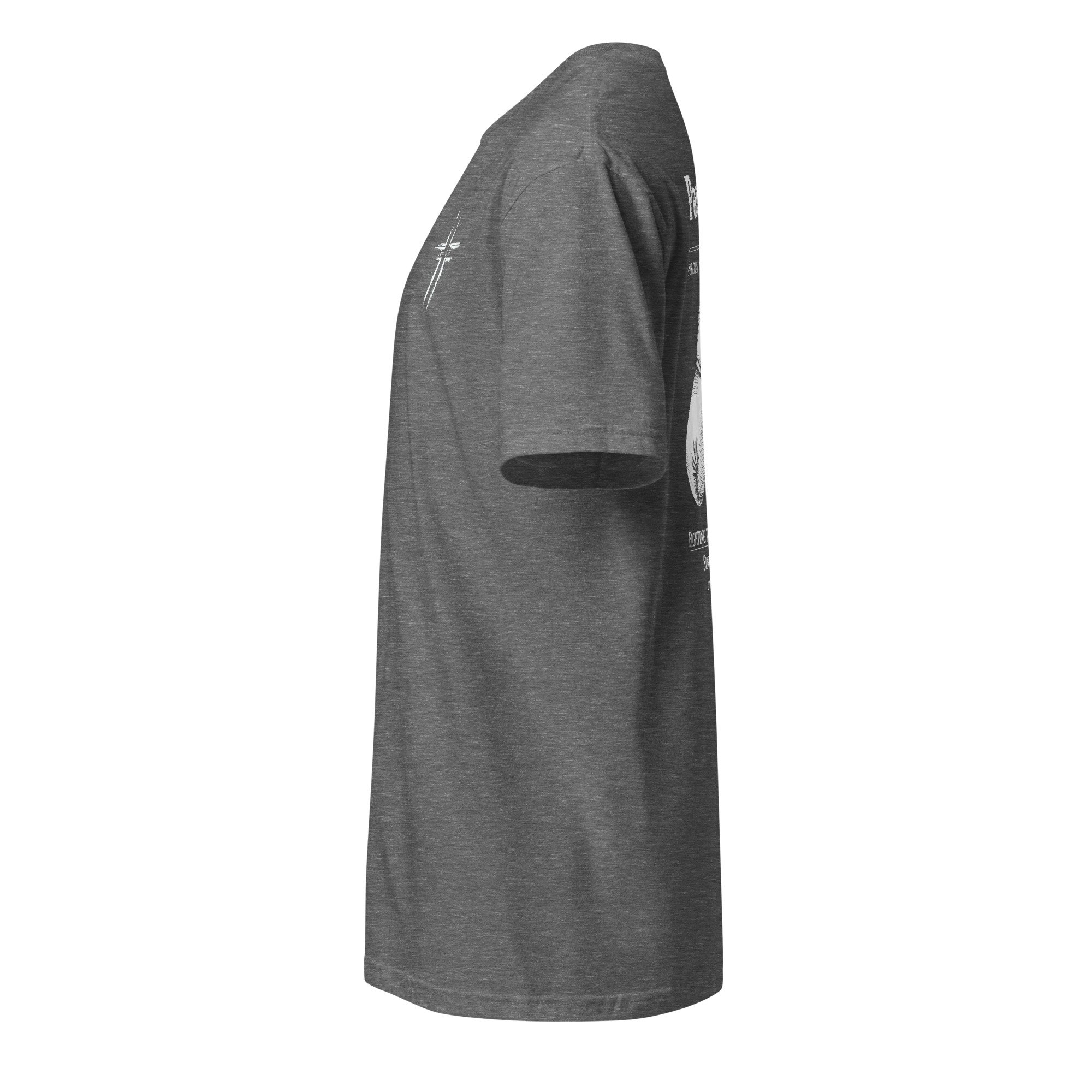Paul's Gym Christian shirt in graphite heather, side view