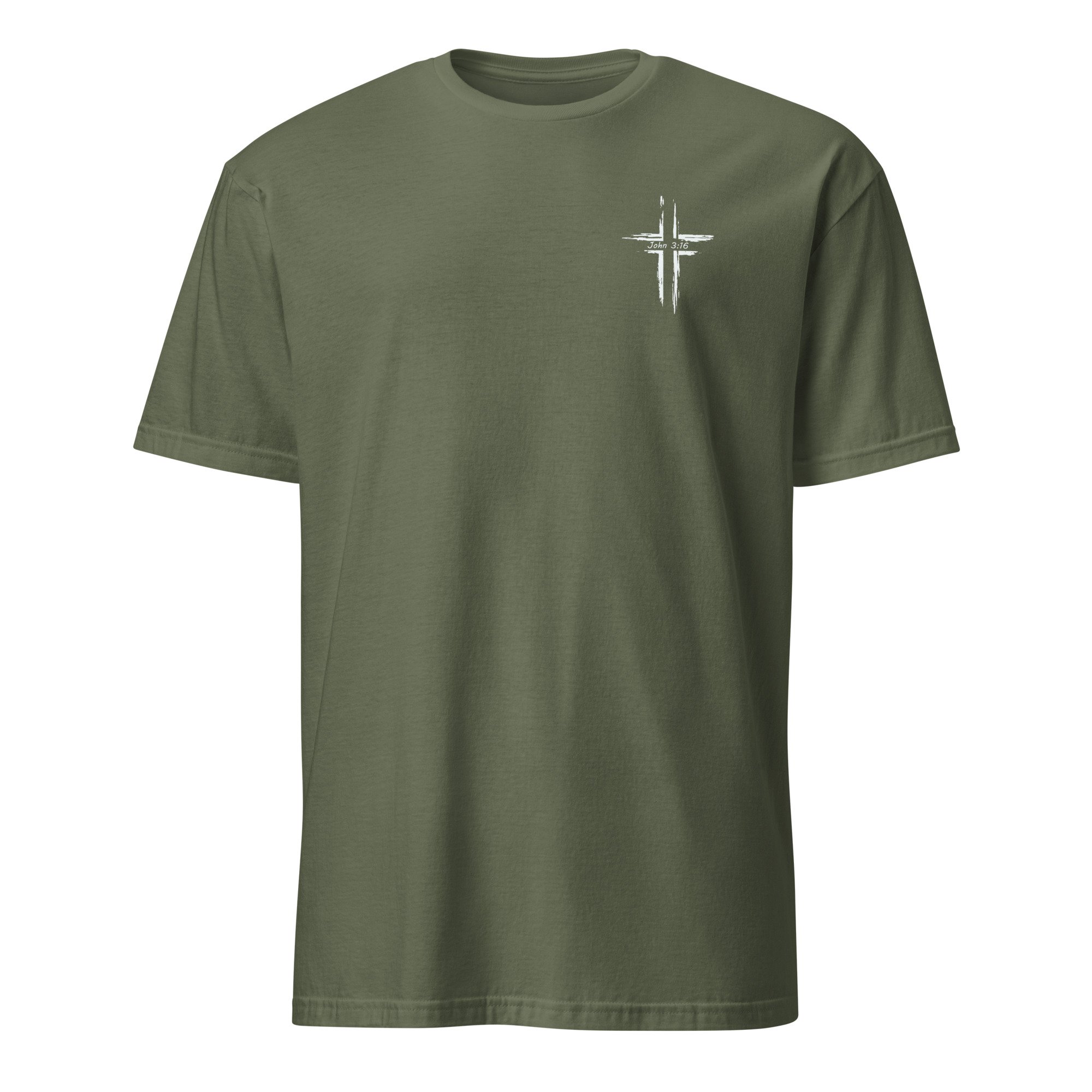 Paul's Gym Christian shirt in military green, front view