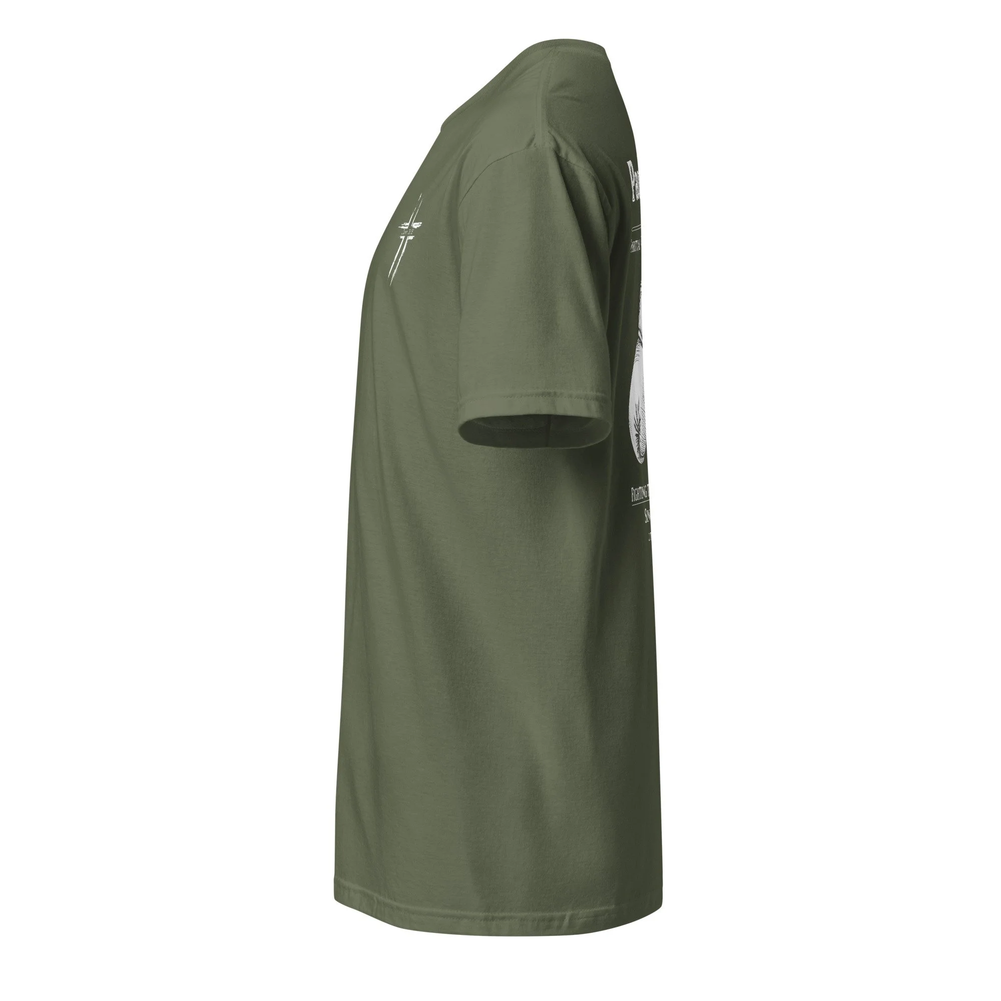 Paul's Gym Christian shirt in military green, side view