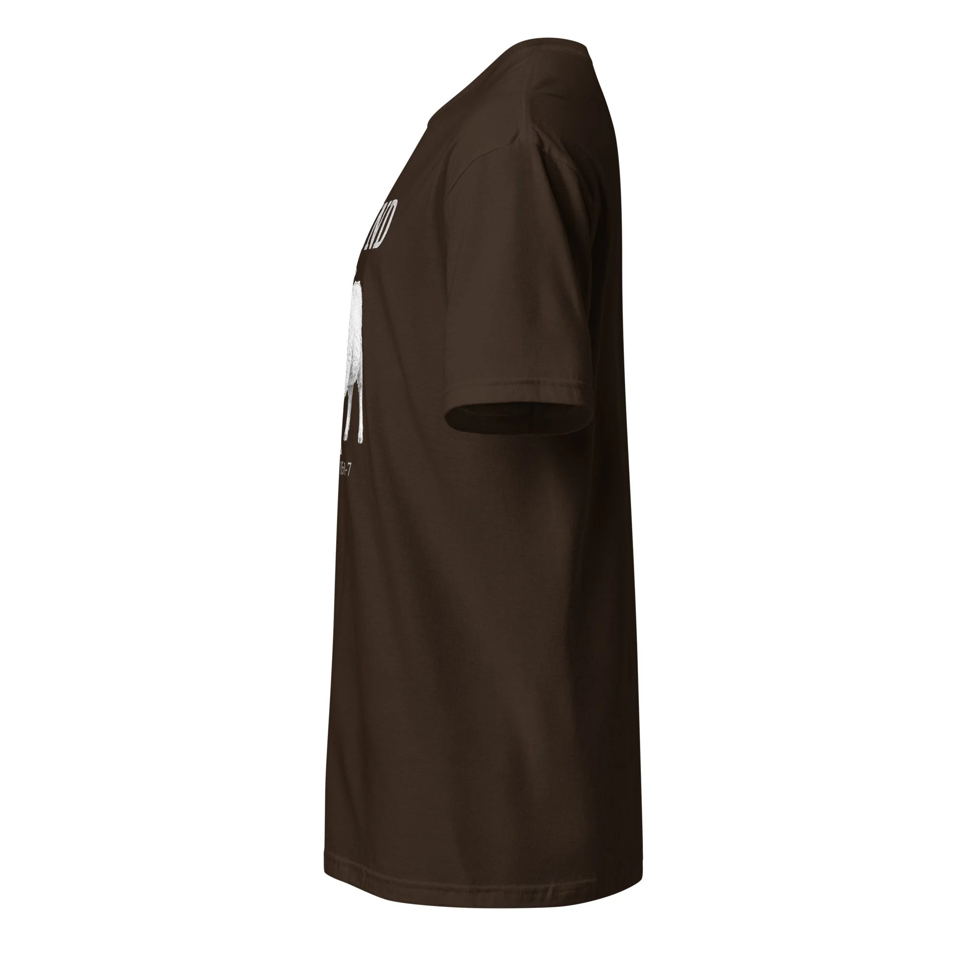 Christian Found Lost Lamb shirt in dark chocolate, side view