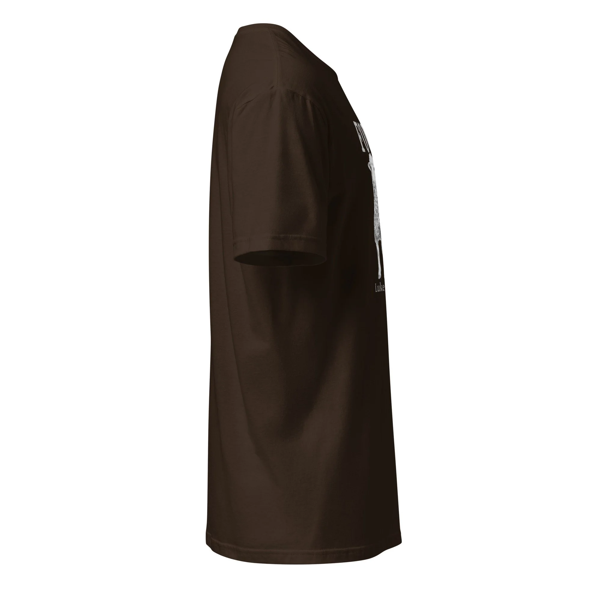 Christian Found Lost Lamb shirt in dark chocolate, side view