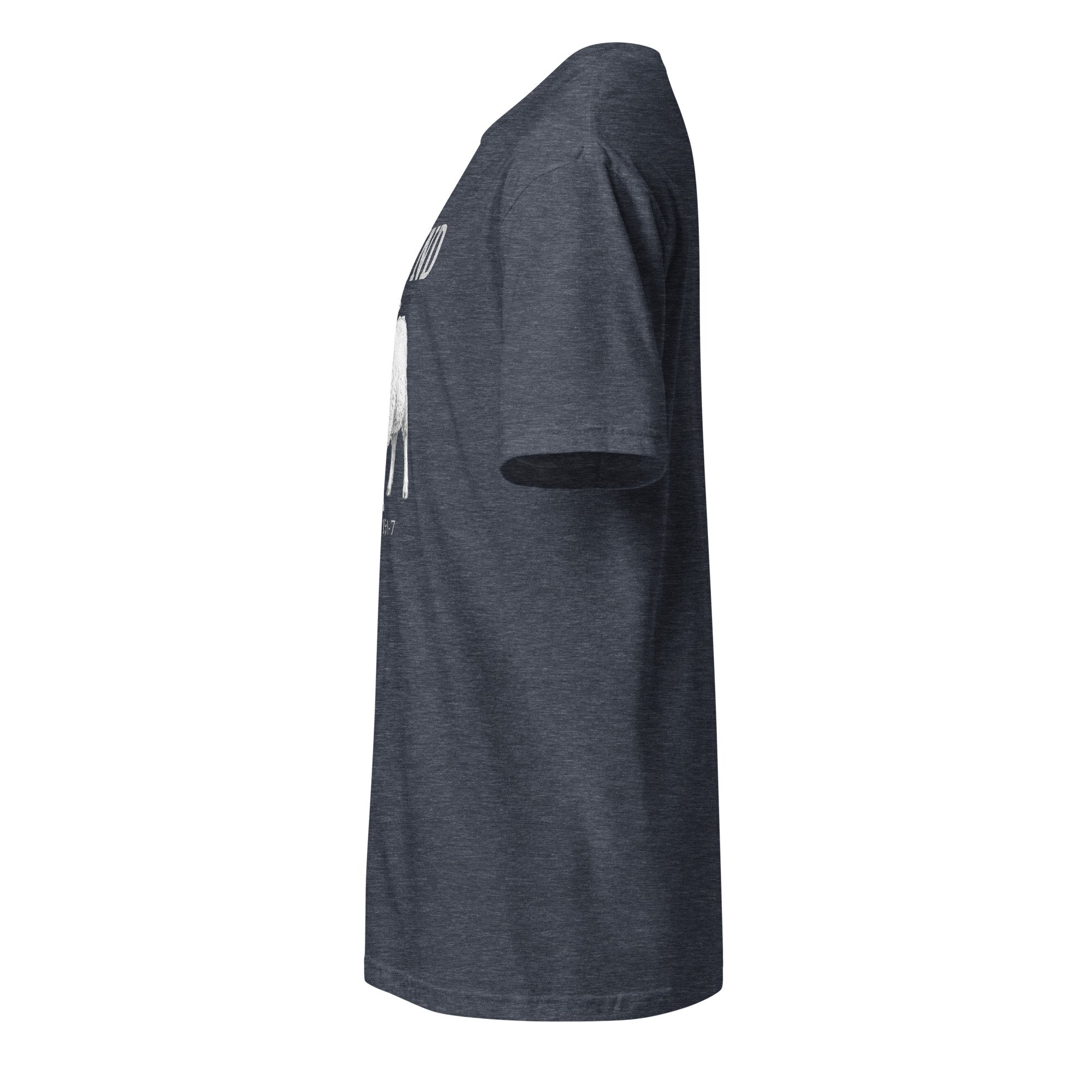 Christian Found Lost Lamb shirt in heather navy, side view