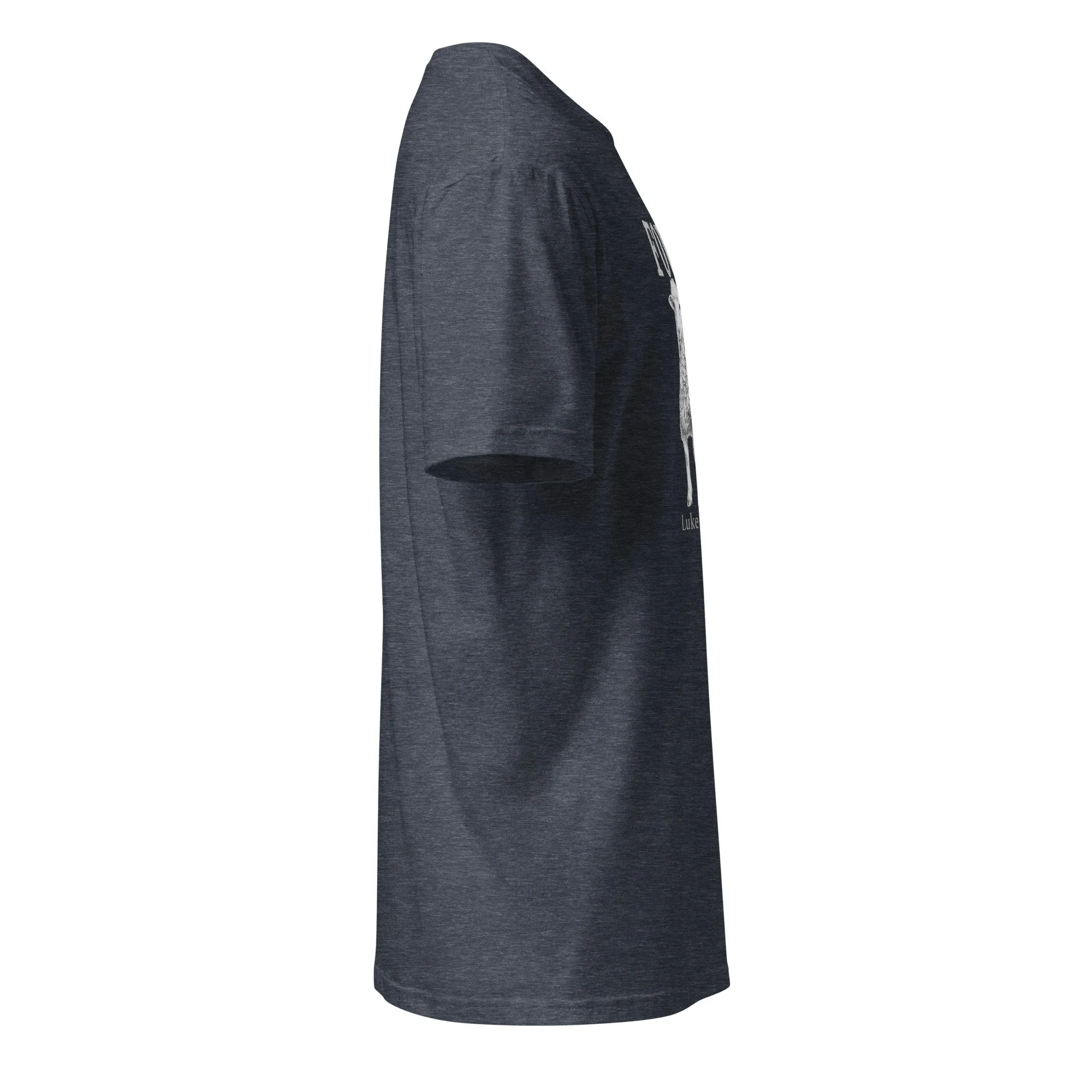 Christian Found Lost Lamb shirt in heather navy, side view