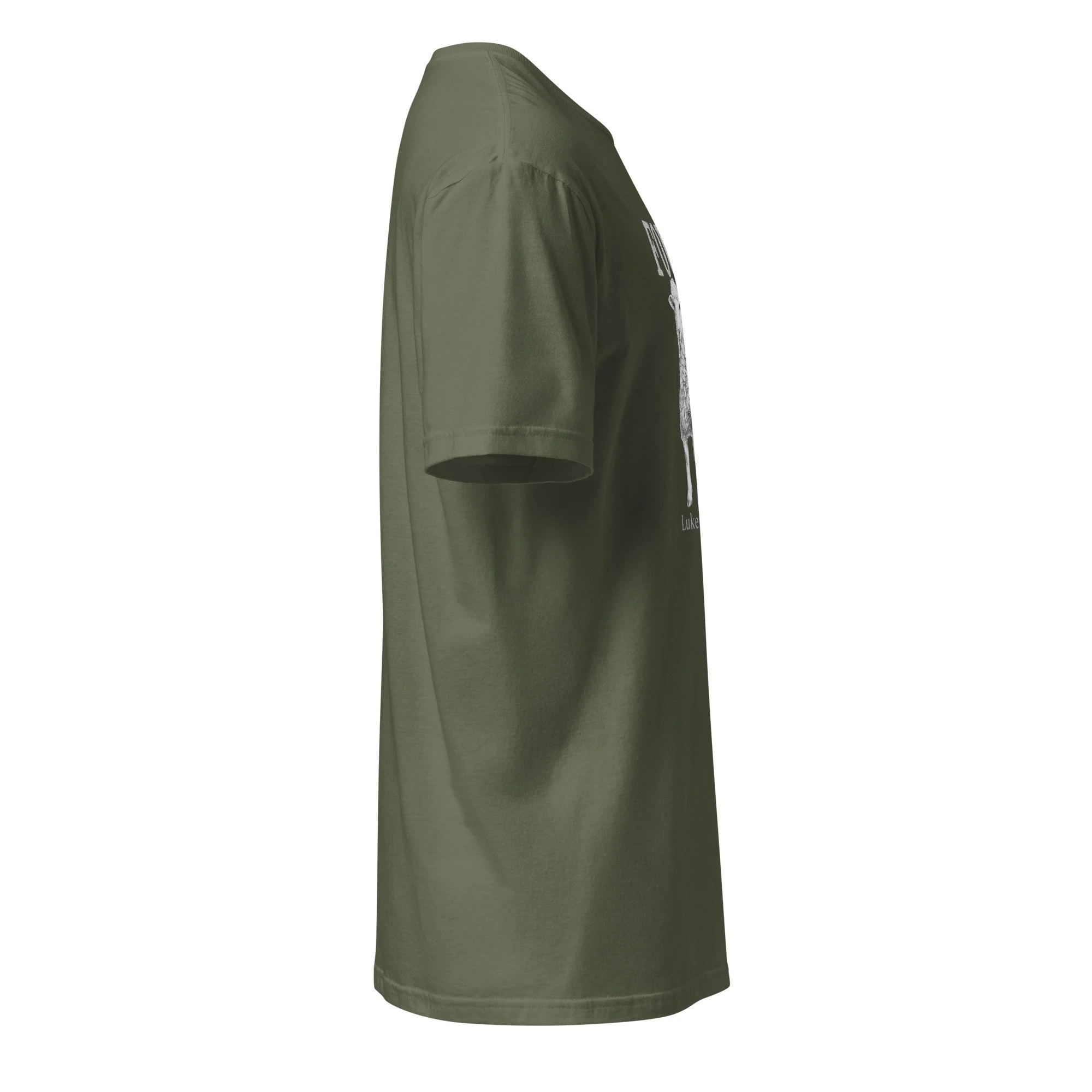 Christian Found Lost Lamb shirt in military green, side view