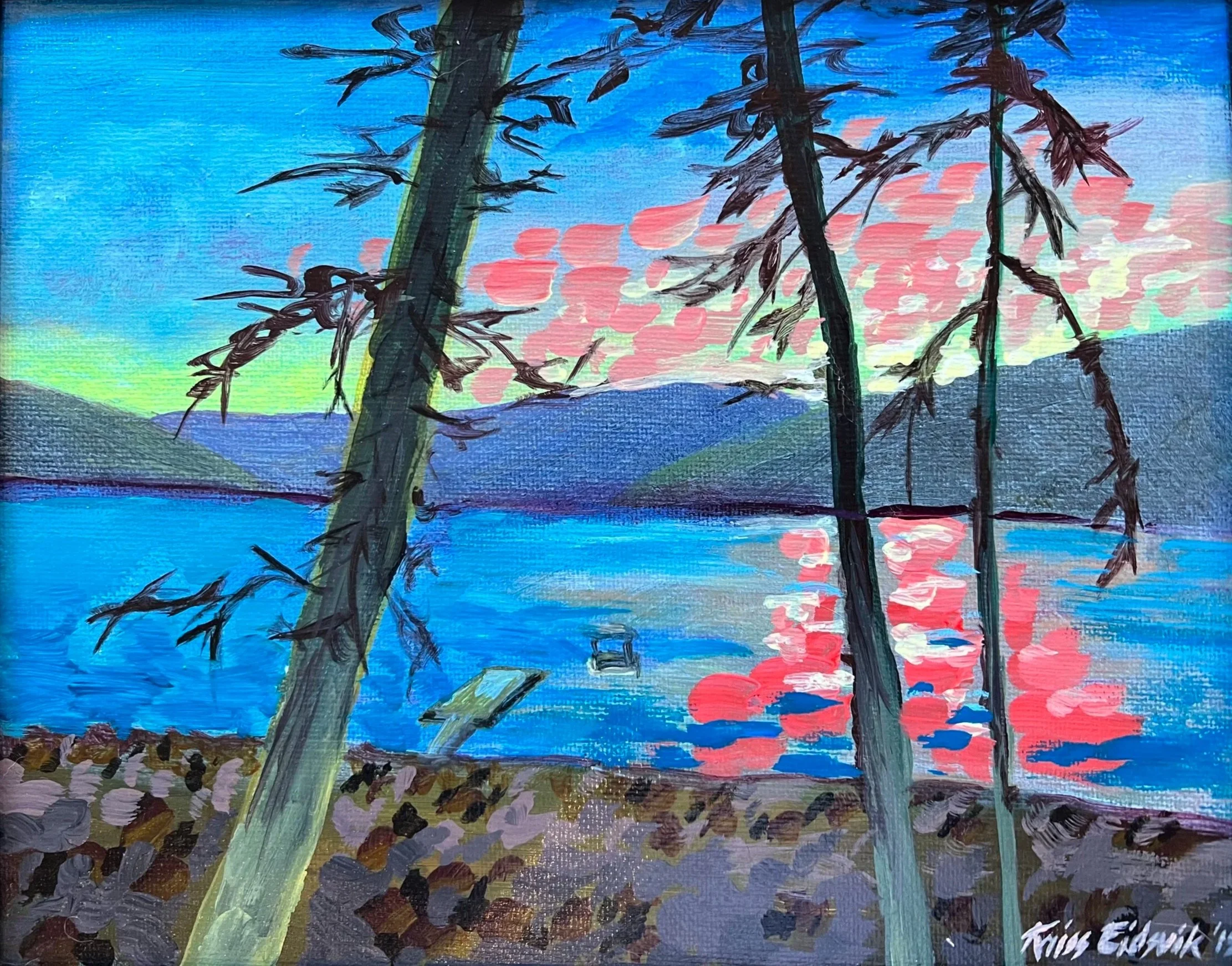 Shuswap Lake, acrylic on canvas, 10"x12"