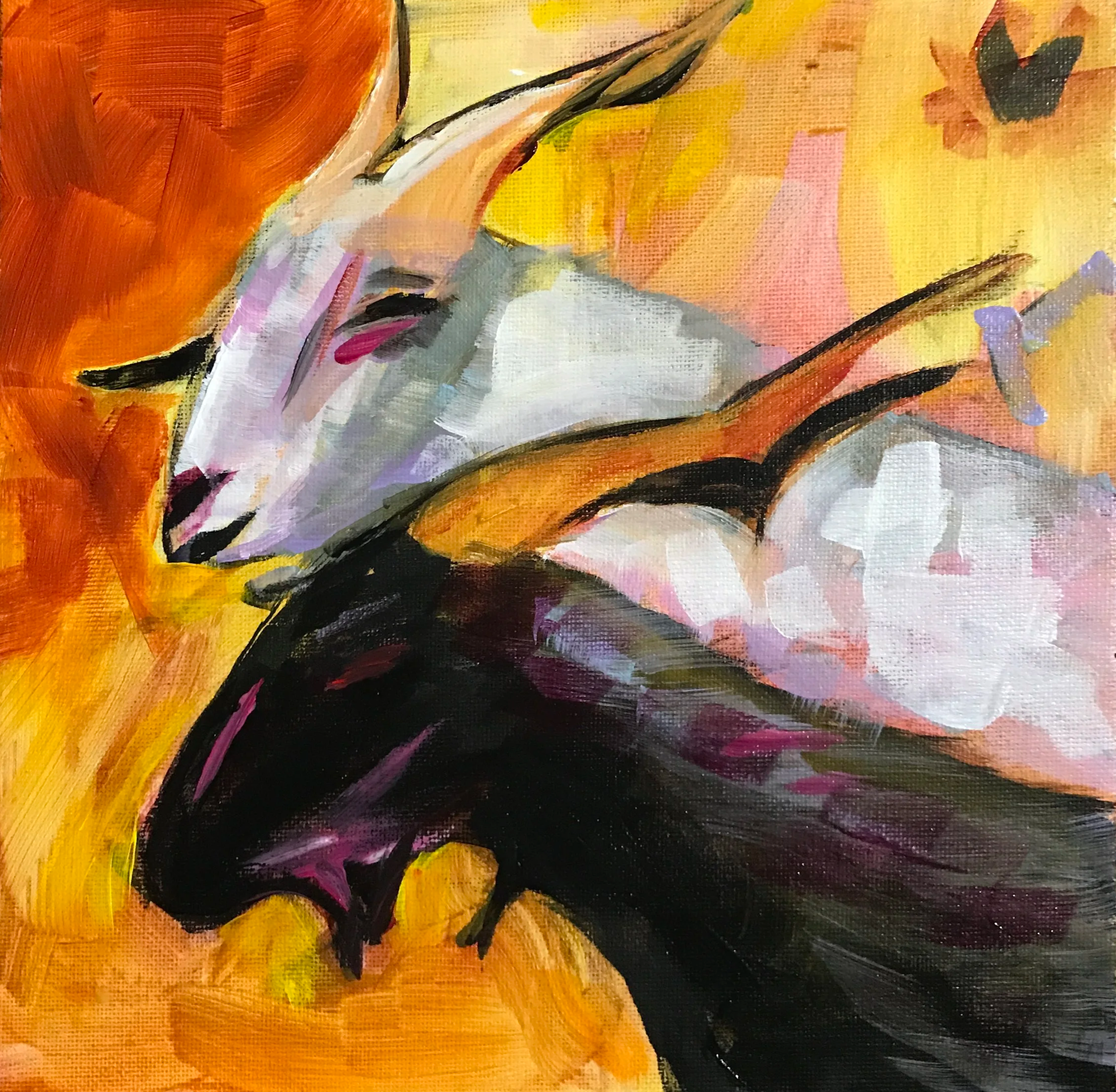 Goats, acrylic, 12"x12"
