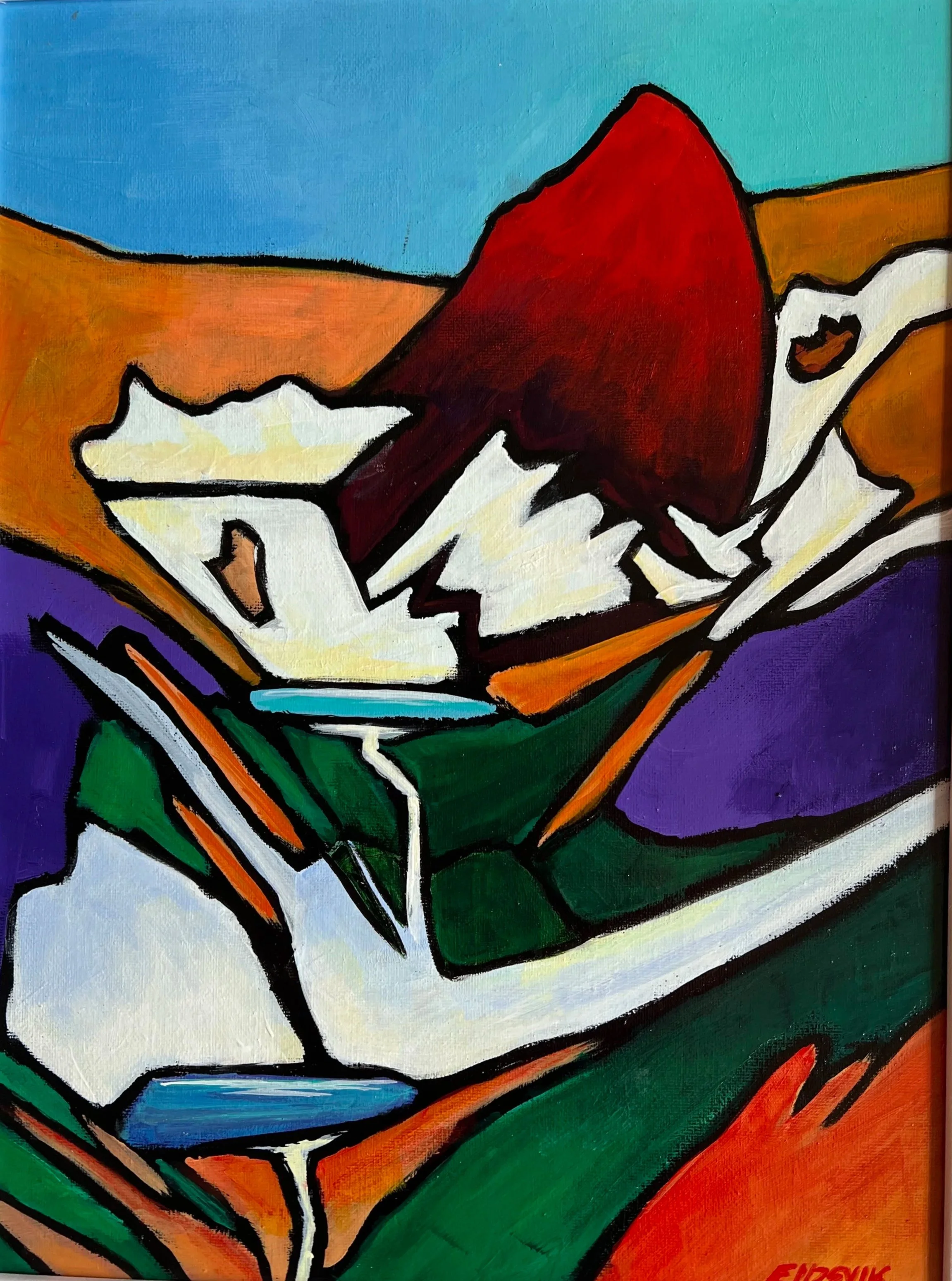 Bugaboo two lakes - acrylic 18" x 24"