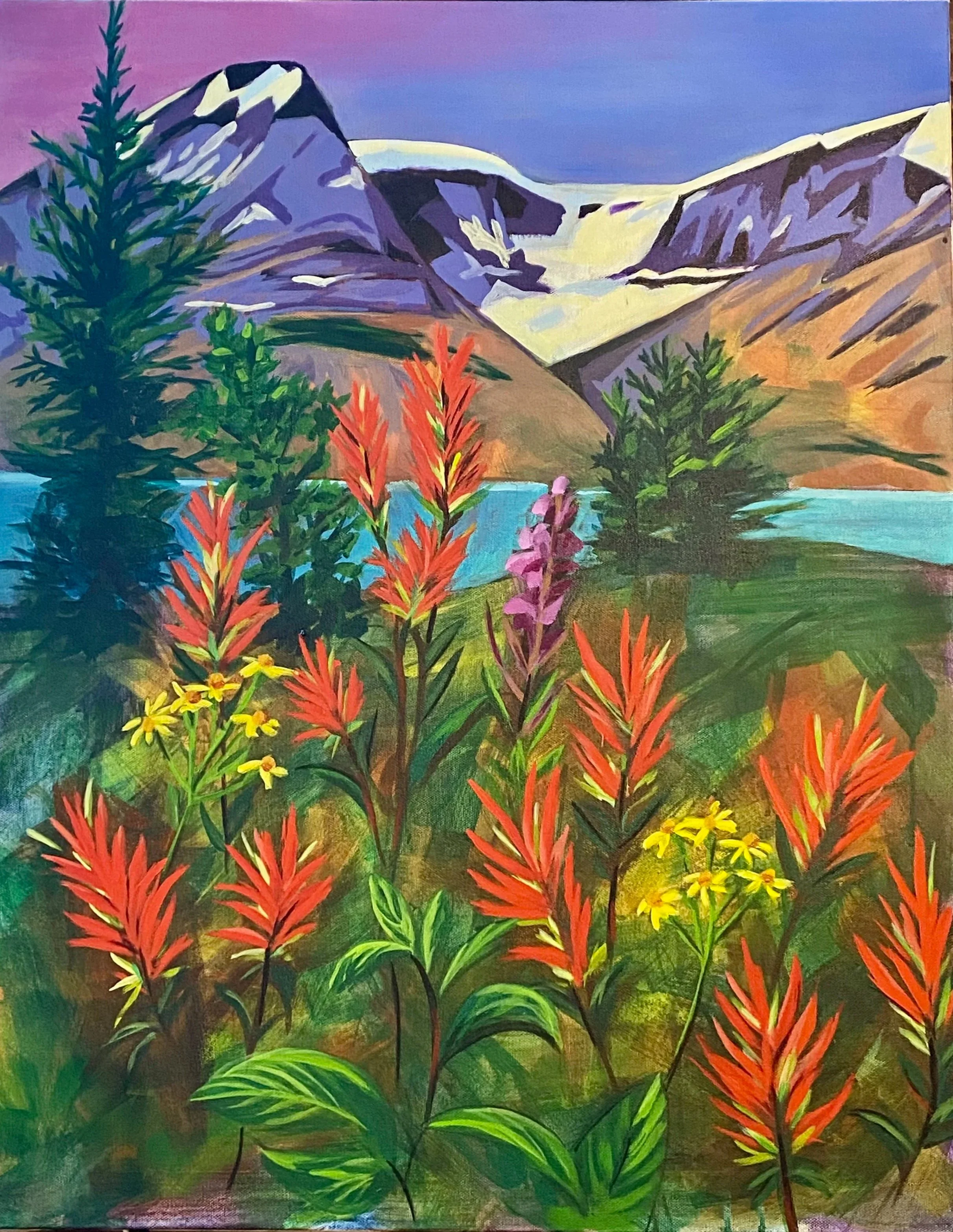 Paintbrush in front of Columbia Glacier - acrylic - 36" x 24" 