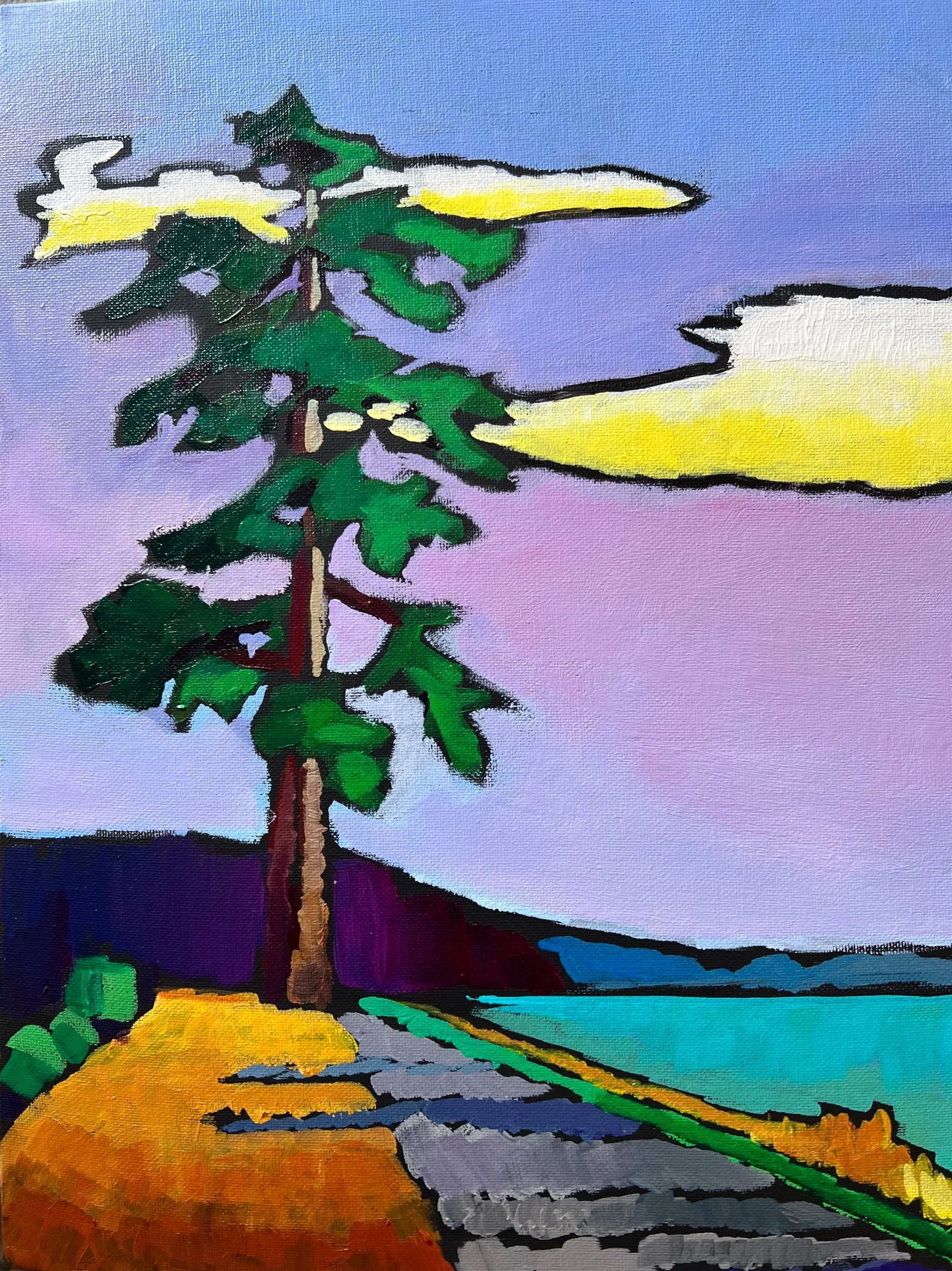 Whiterock BC Tree, acrylic, 18" x 24"