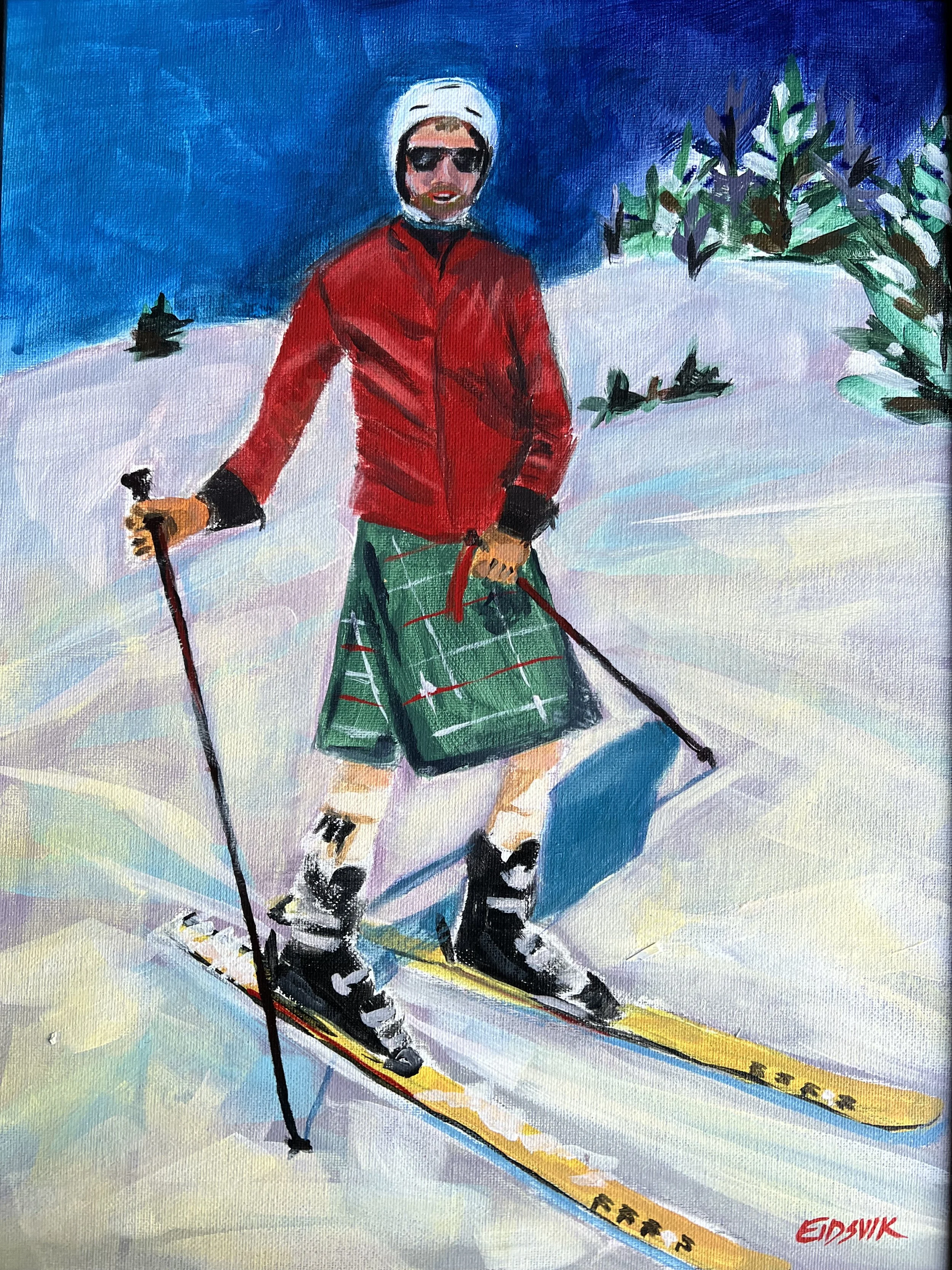 Bruce in Kilt at Louise, Acrylic, 24x12