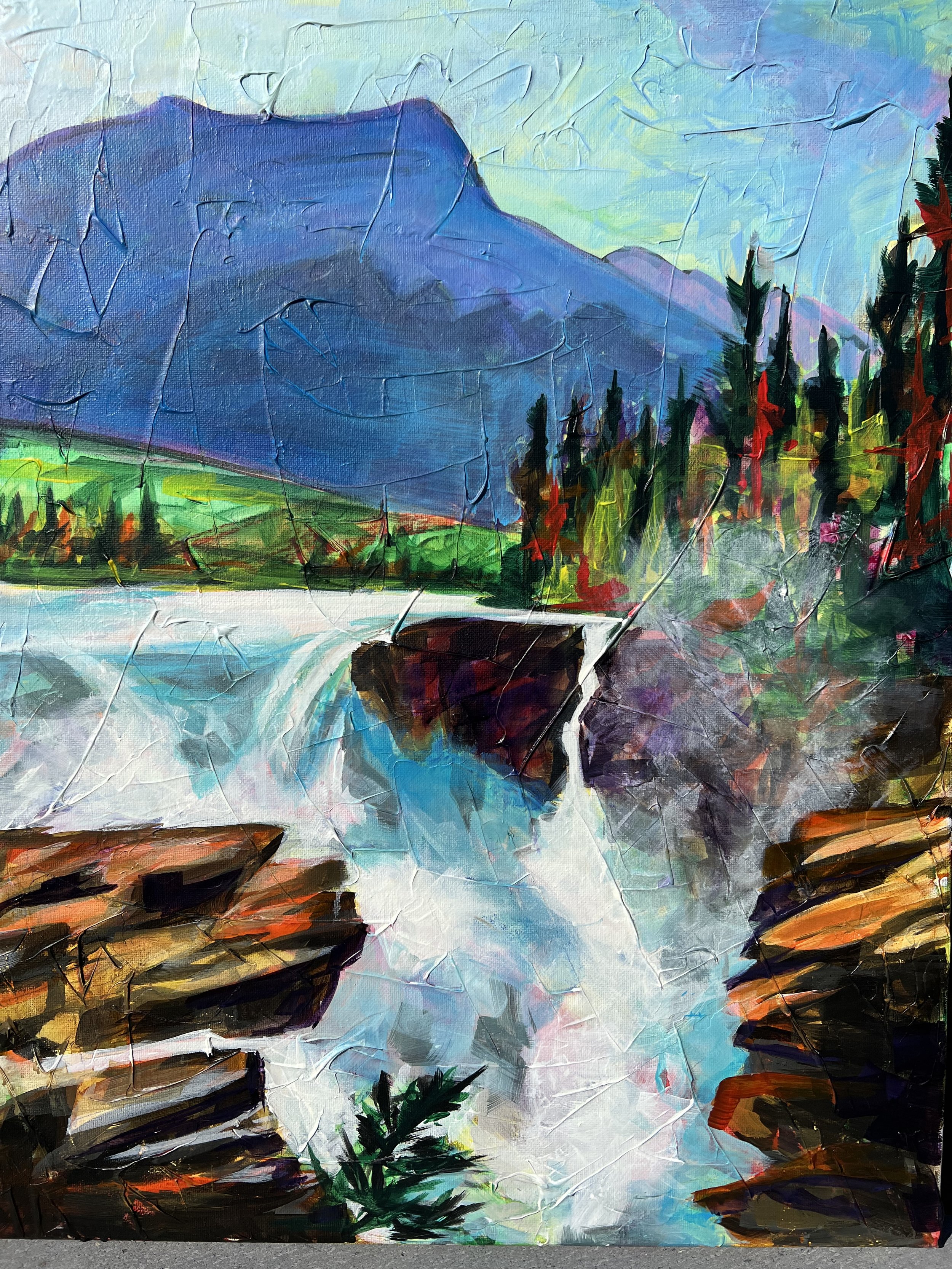 Athabasca Falls, jasper, Acrylic 30" x 24" 