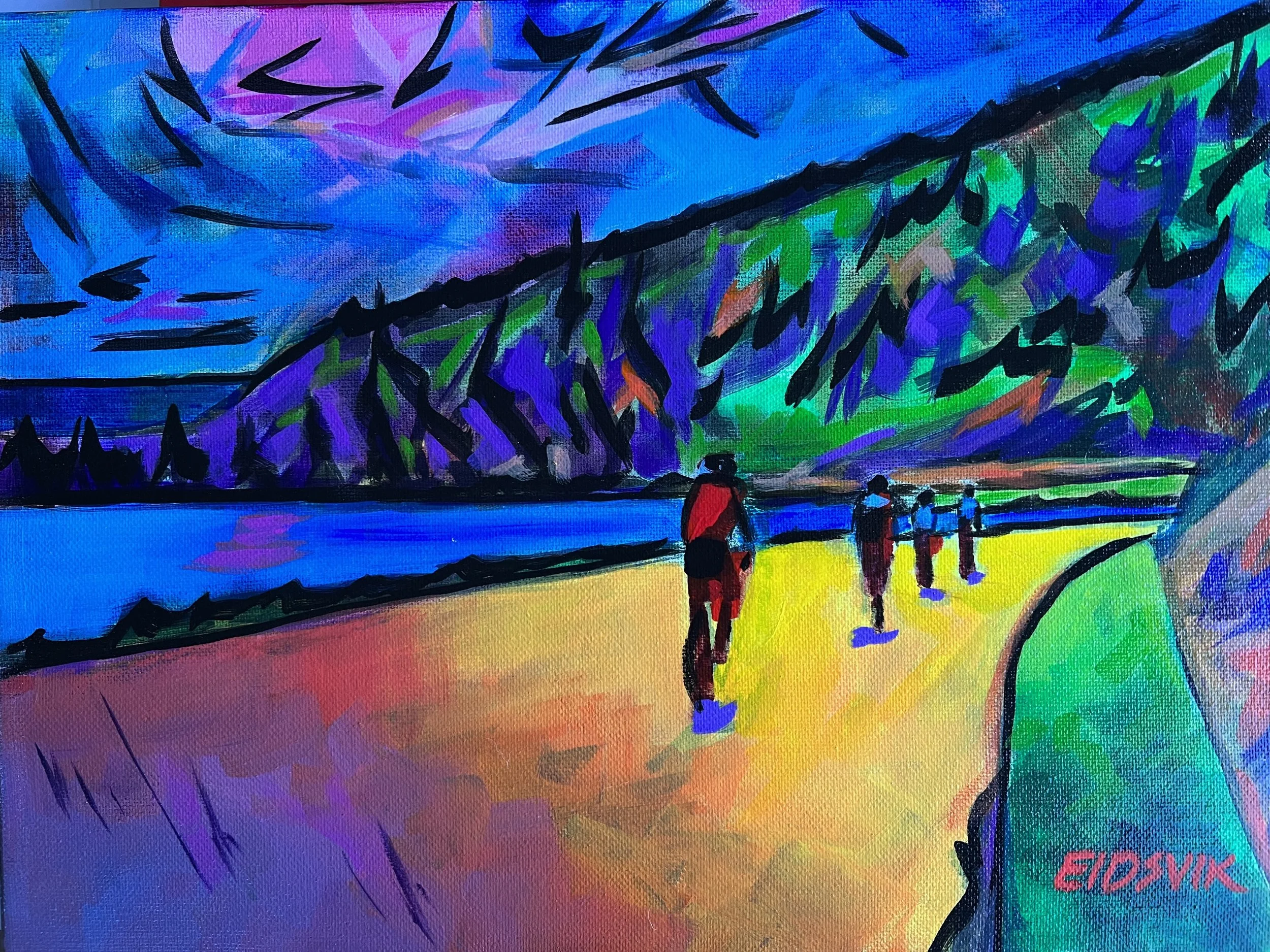 Penticton cyclists, Acrylic, 18x24