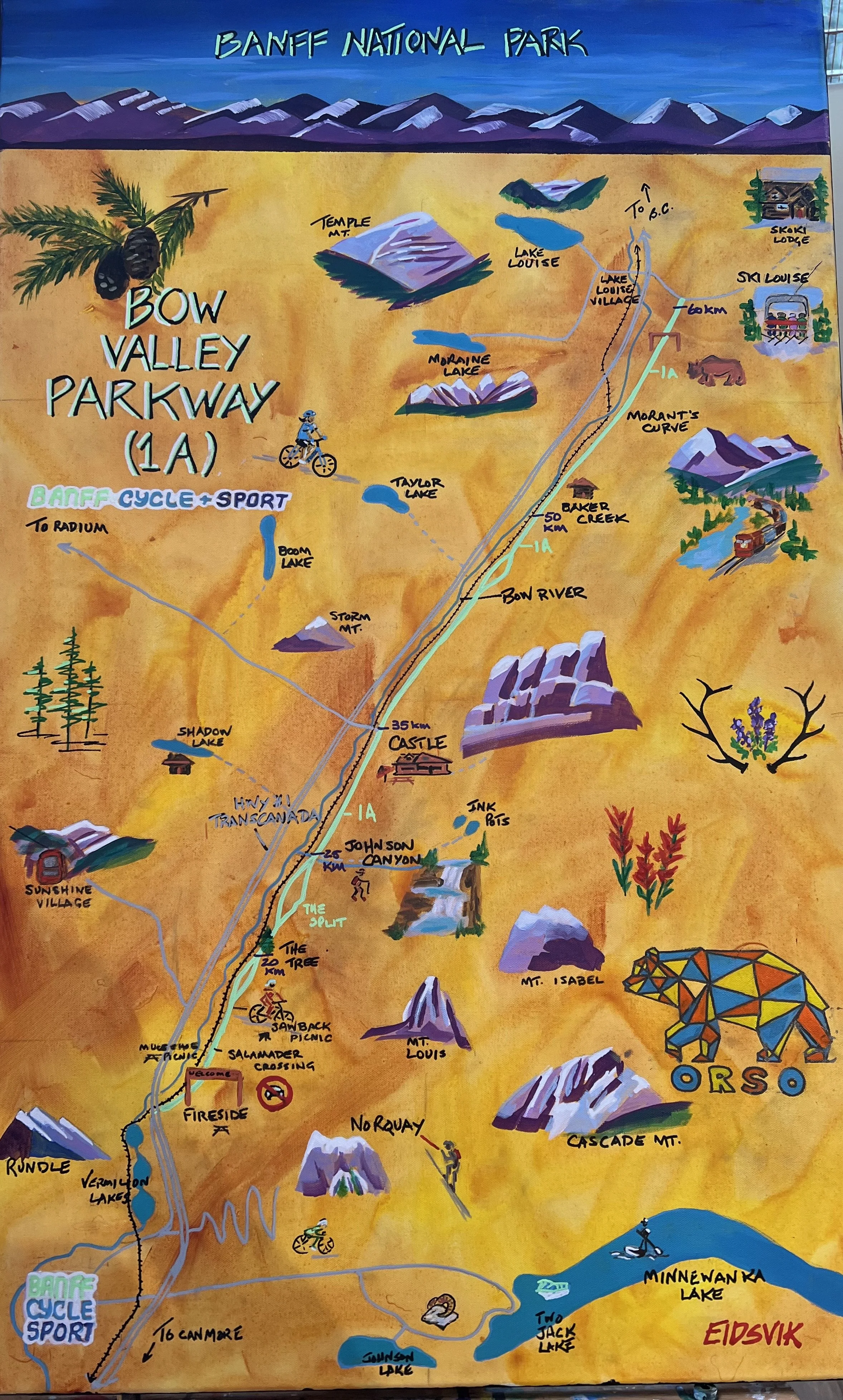 Bow Valley Map Acrylic 36" x 24"