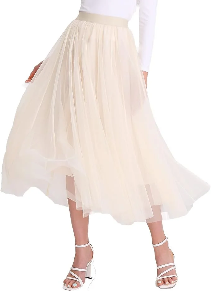 Womens Tulle Apricot Midi Skirt Flowy.jpg