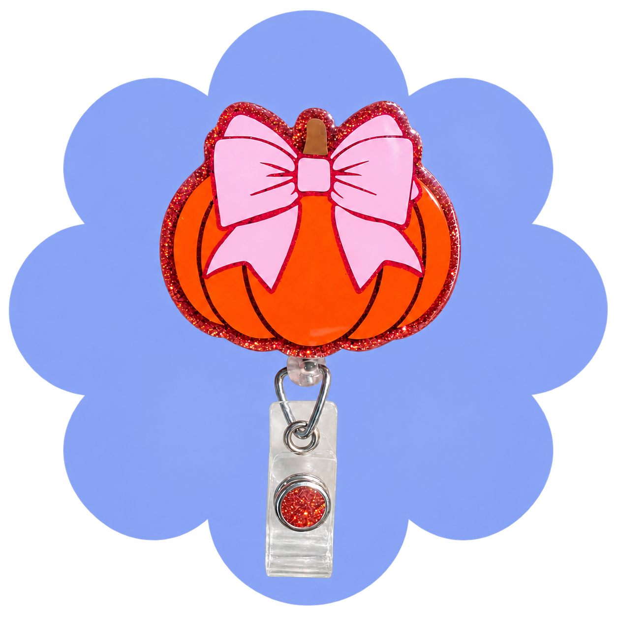 Pink Bow Pumpkin Badge Reel