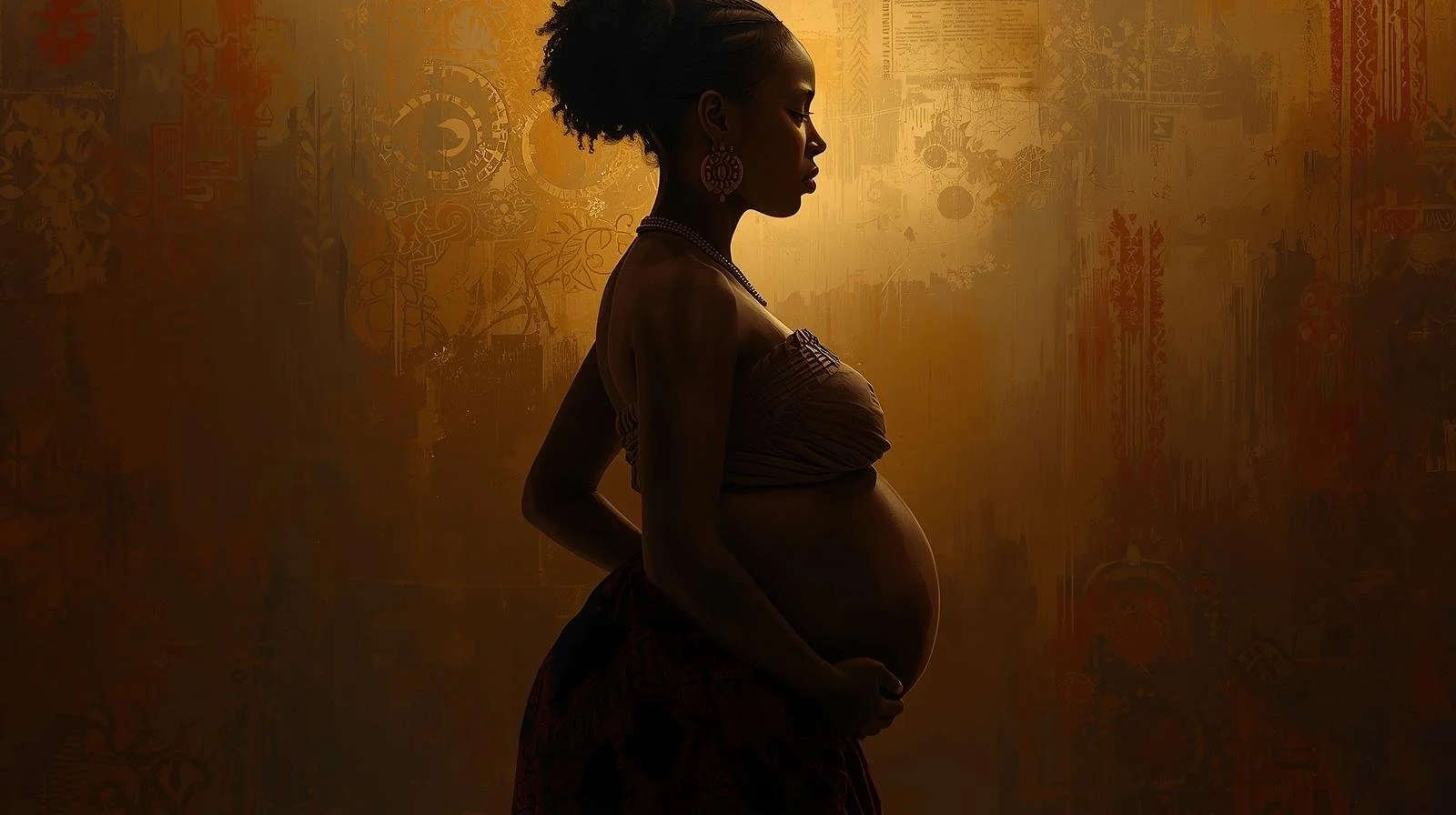 black pregnant woman, wisdom, ancestral, cultural