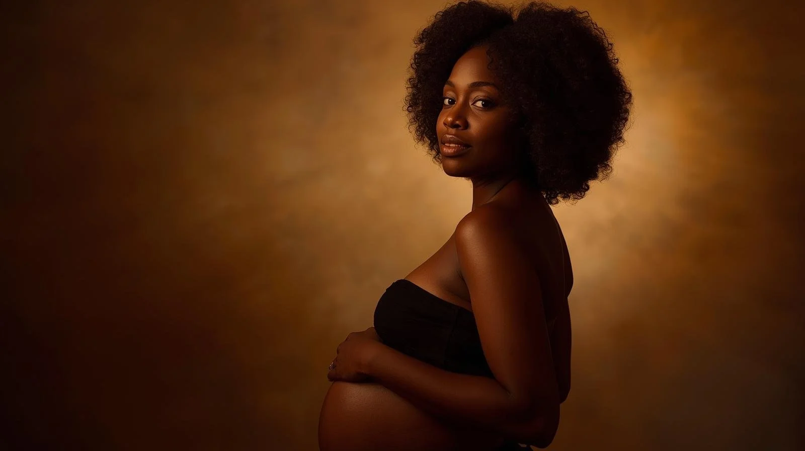 black pregnant women confident and content