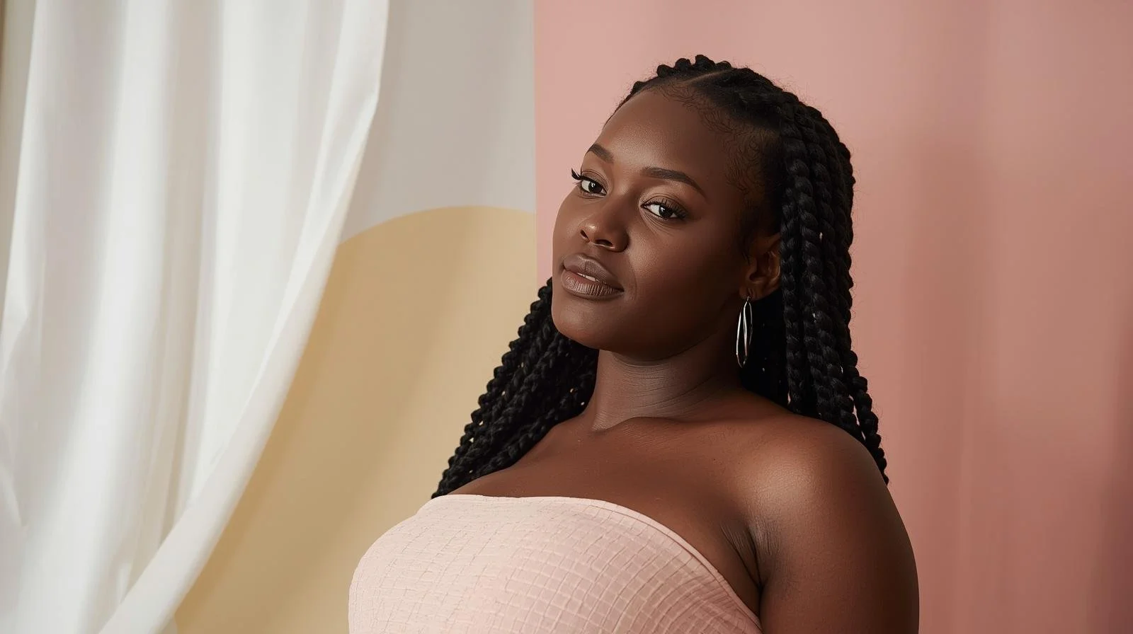 Black pregnant woman content, relaxed and calm