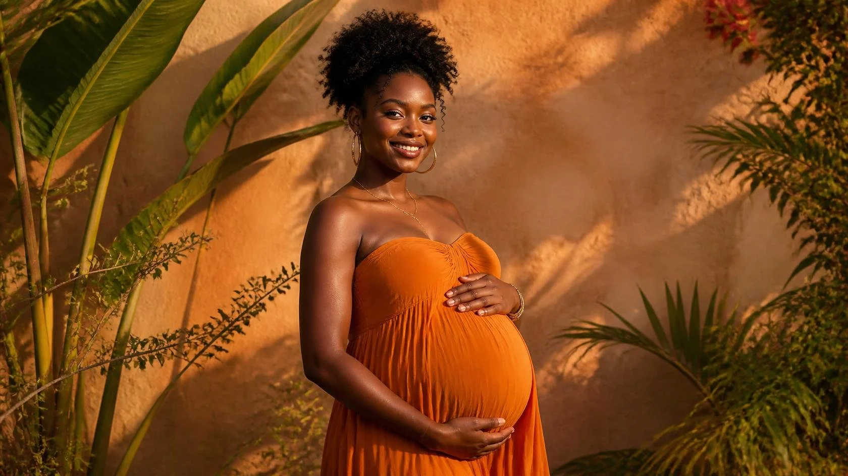 content black pregnant woman