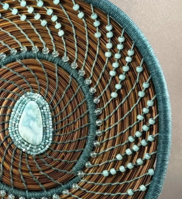 Endless Waves pine needle basket with accent bead detail