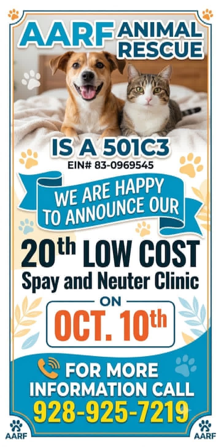 AARF 20th Low-Cost Spay/Neuter Clinic — October 10