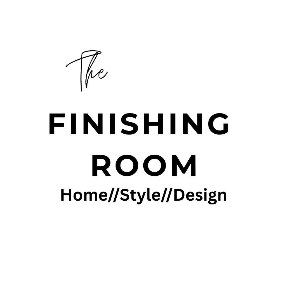 Text reading 'The Finishing Room Home//Style//Design' on a white background.