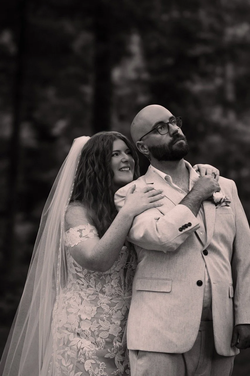 beautiful black and white wedding photo