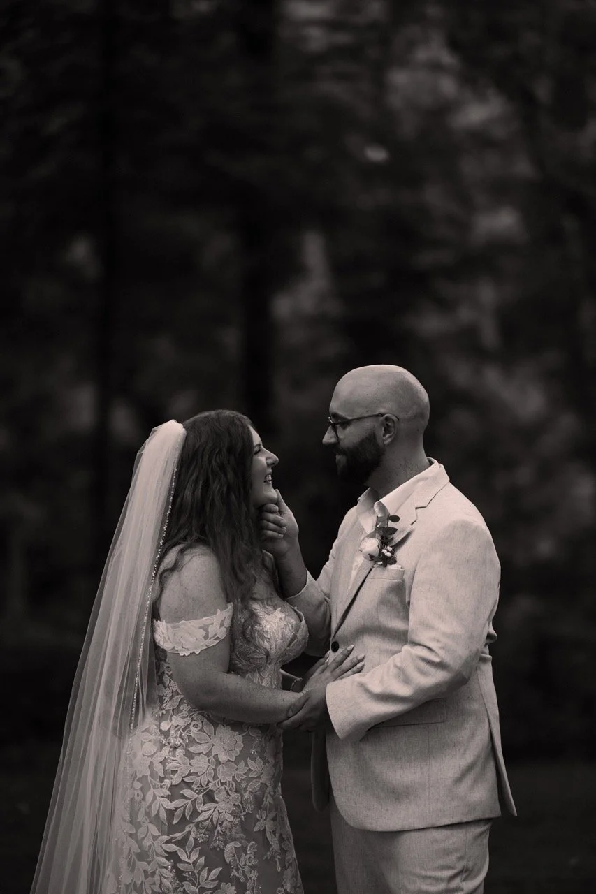 beautiful black and white wedding photo