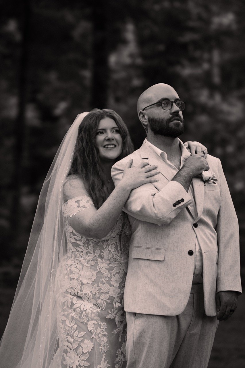 beautiful black and white wedding photo