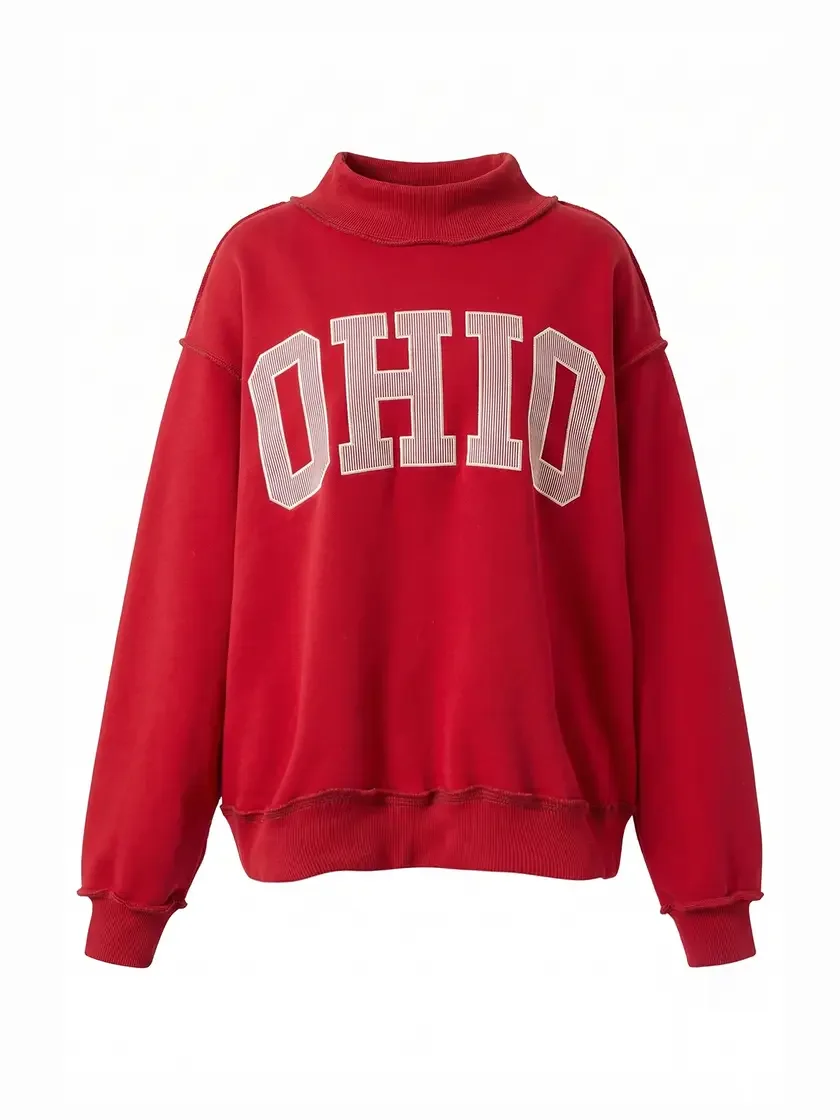 Ohio Traditional Varsity Appliqué Mock-Neck Sweatshirt - Red