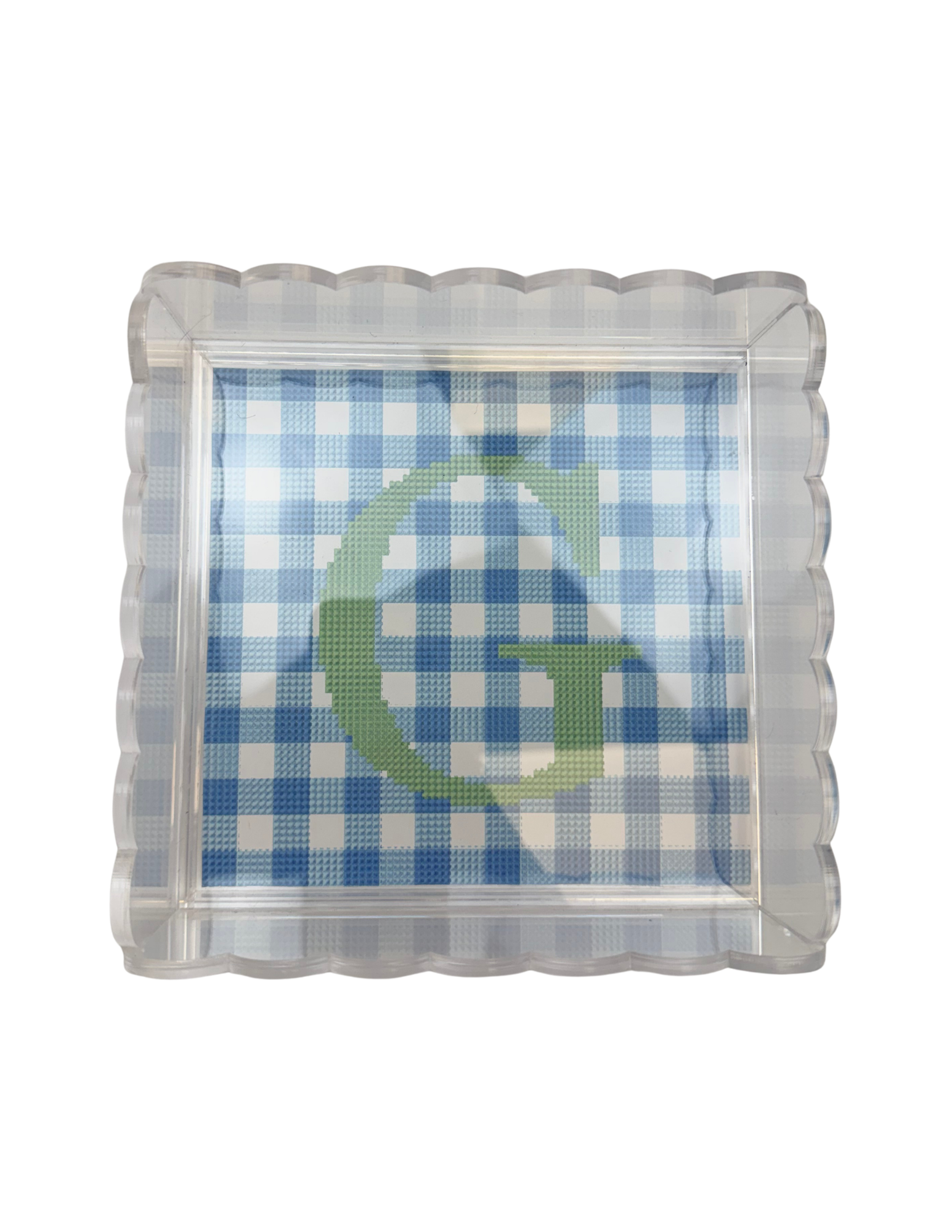 Large Scalloped Acrylic Self-Finishing Needlepoint Tray