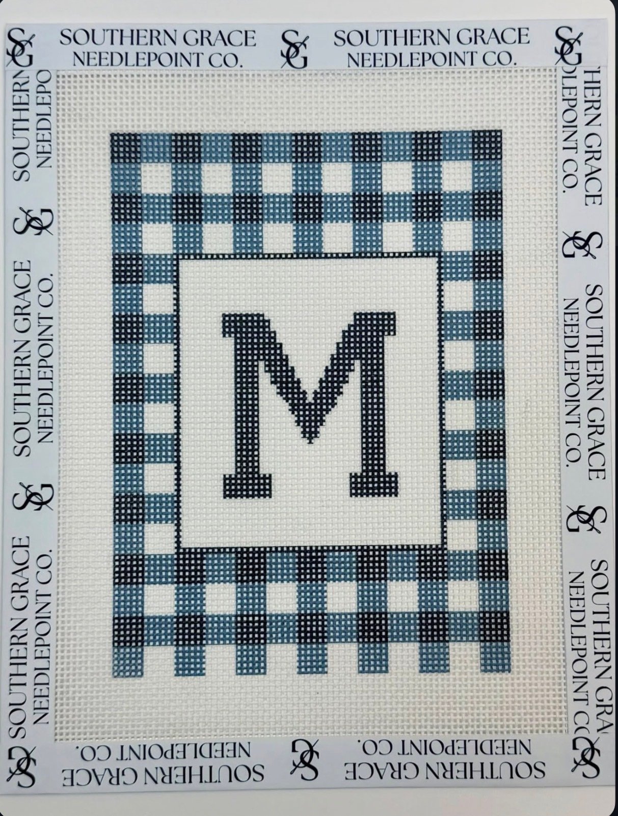 Classic Blue Gingham Monogram Canvas