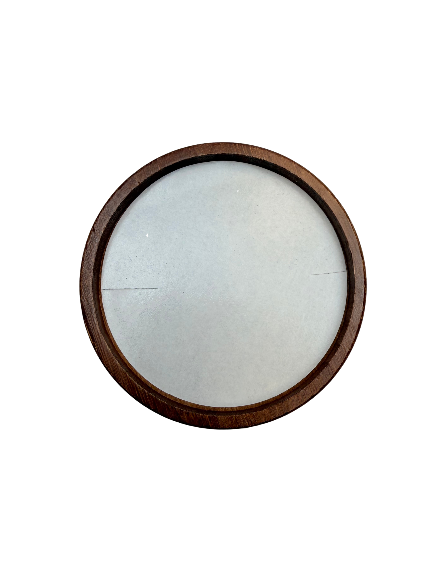 Dark Wood Circle Self-Finishing Needlepoint Coaster