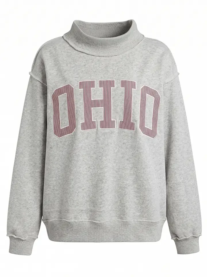 Ohio Traditional Varsity Appliqué Mock-Neck Sweatshirt - Heather Grey