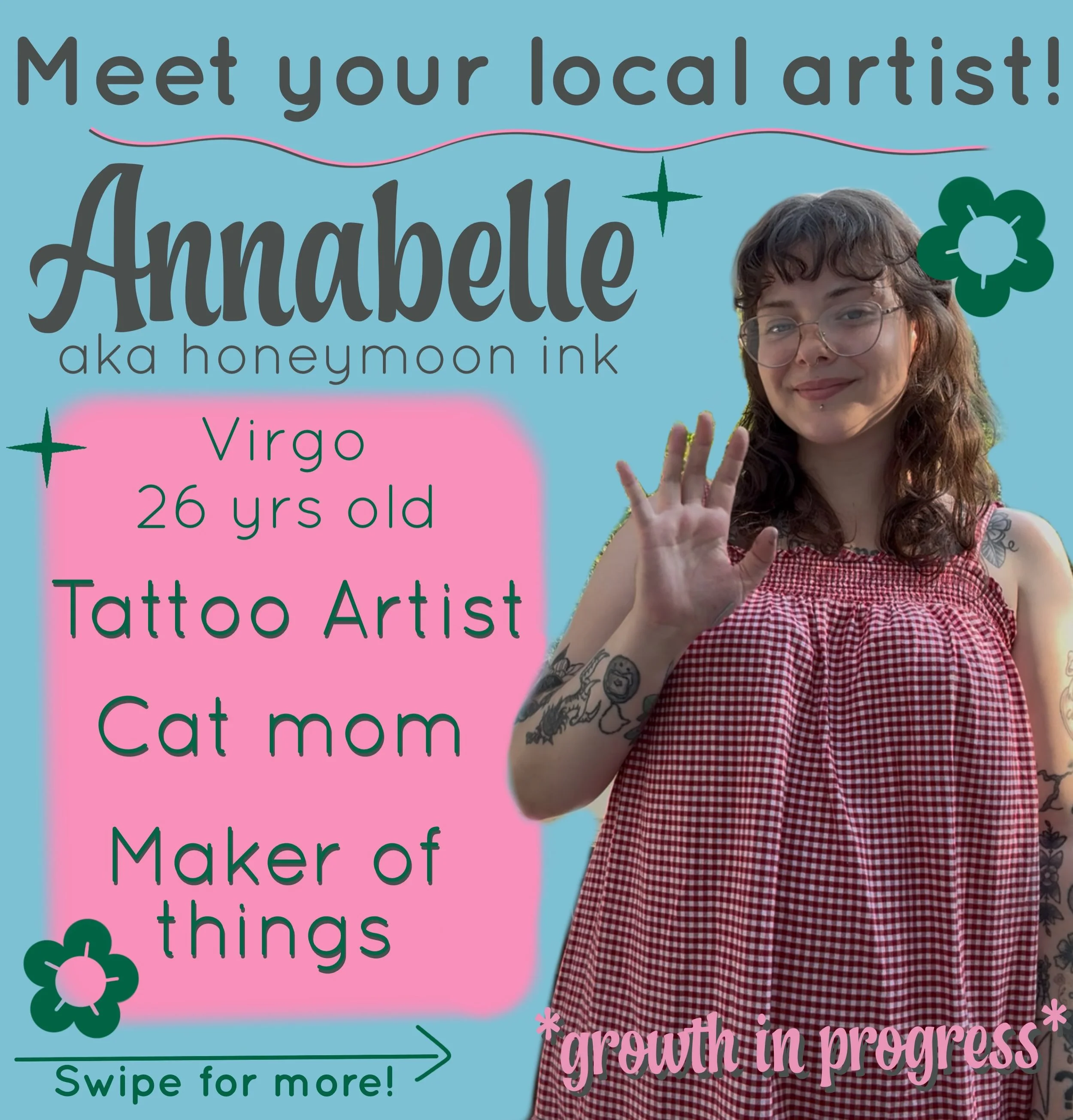 Hi, I&rsquo;m Annabelle, the person behind Honeymoon Ink! Follow along to see more tattoos &amp; the launch of my business, Honeymoon Ink Tattoos and Treasures 🌸 It&rsquo;s a work in progress, but I&rsquo;m excited to share this journey 💕
July 18th