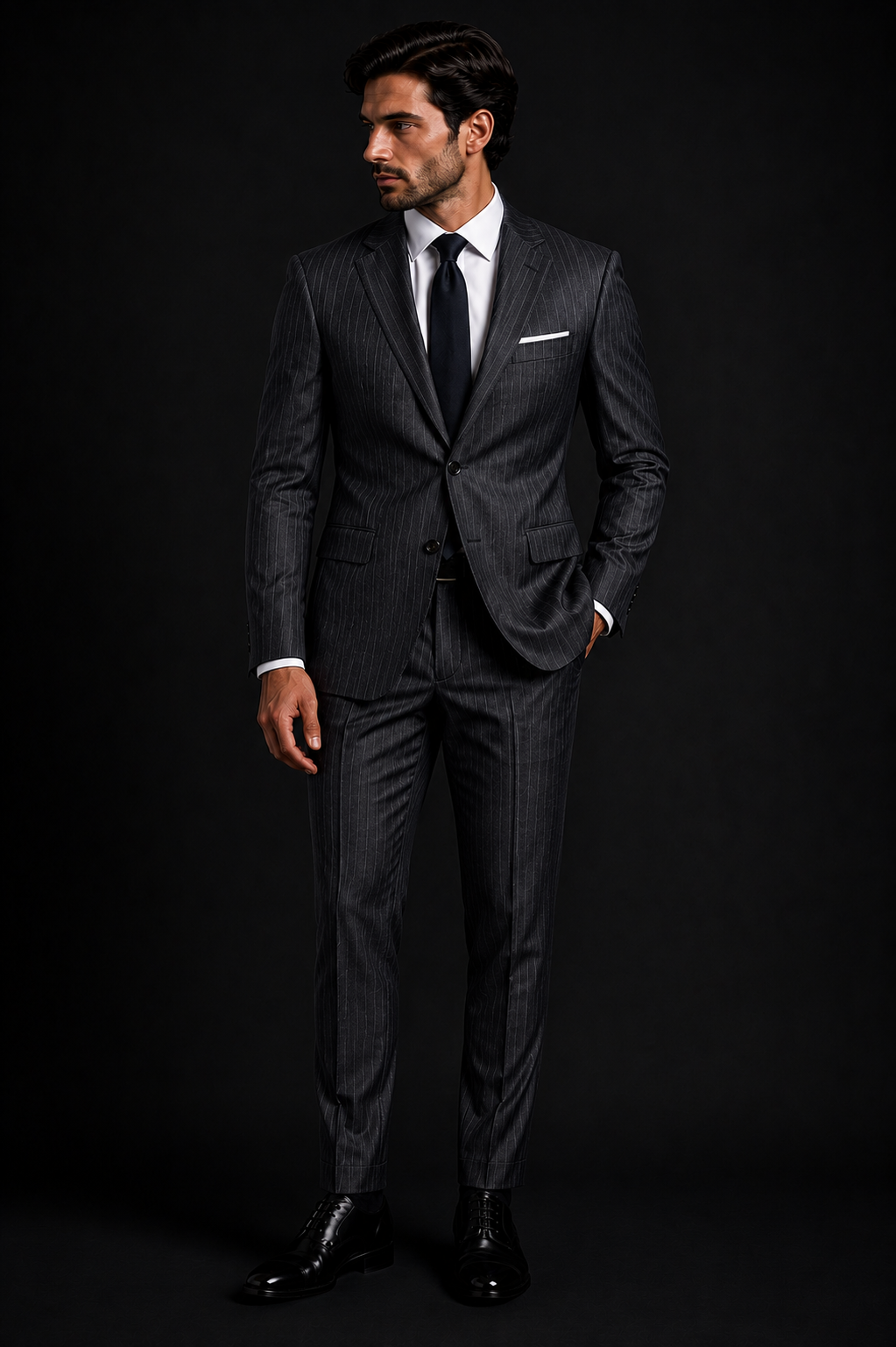 Classic Charcoal Pinstripe Suit