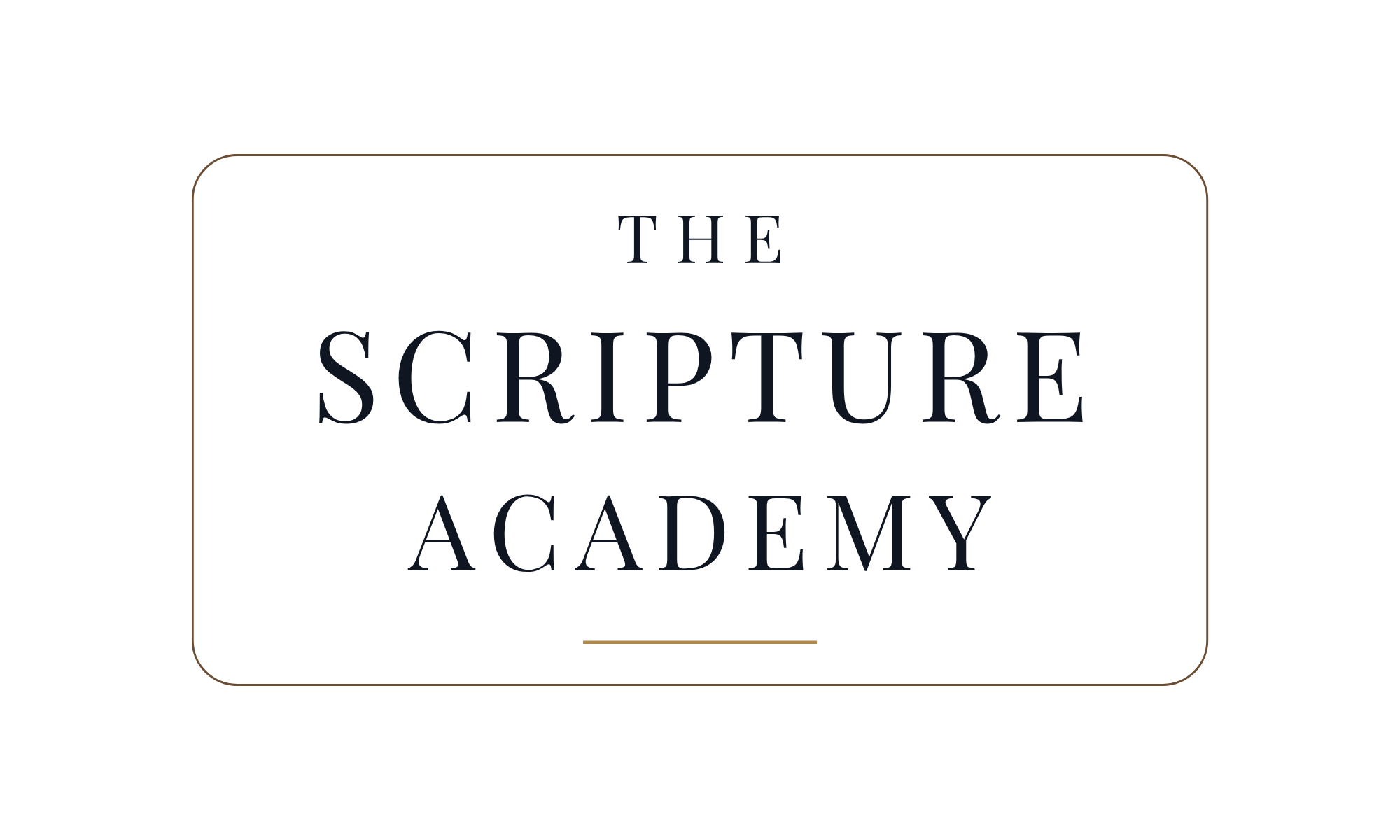 Logo for The Scripture Academy with a black background and goldBorder