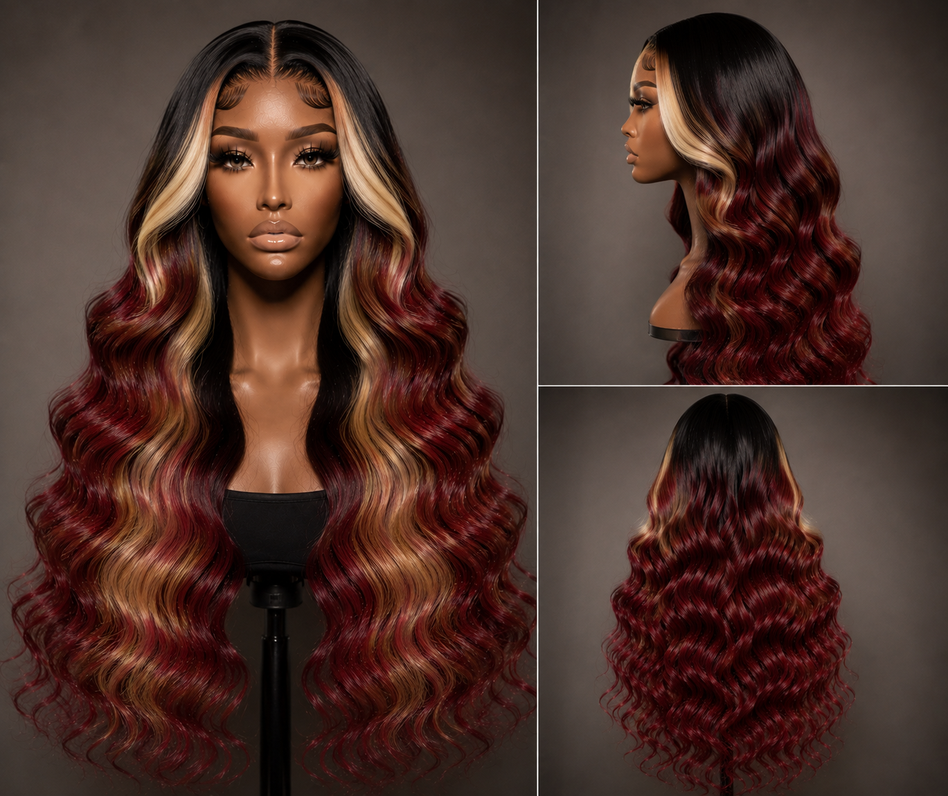Butterfly Collection - Full Lace Hollywood Wave - Red Ombre & Blonde