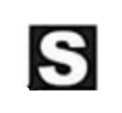 Black square with a white letter S in the center