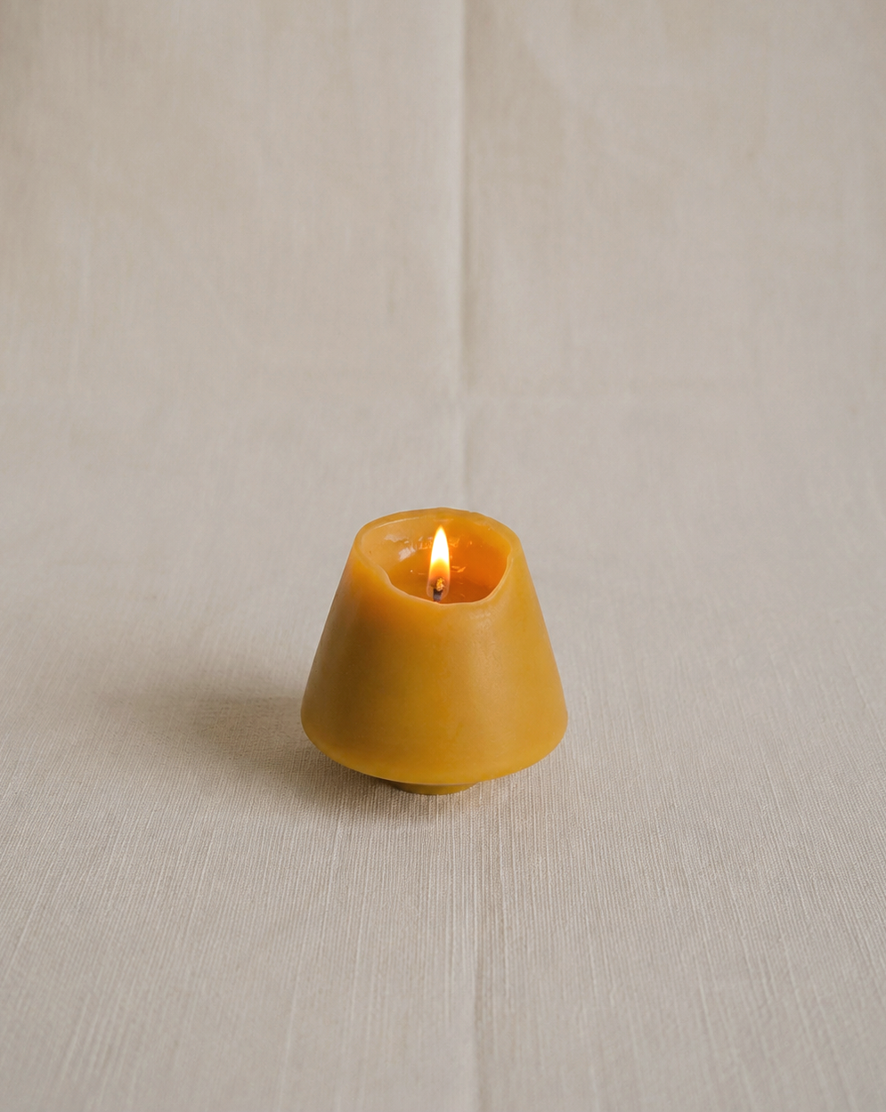 Beeswax long burning stout lantern candle lit