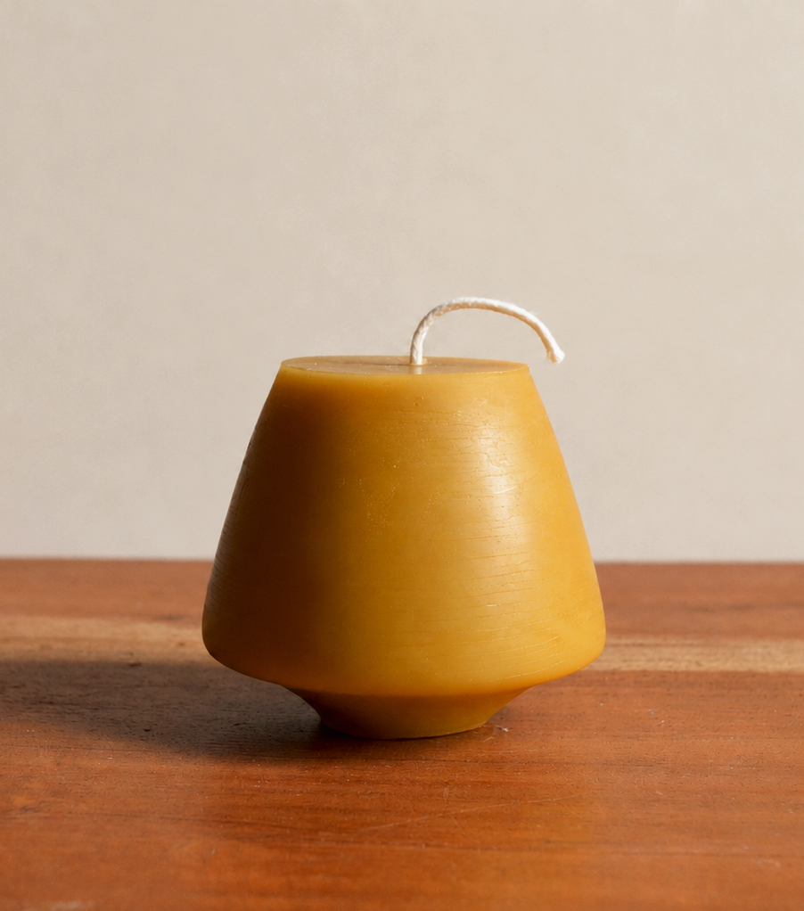 Beeswax long burning stout pillar candles in detail