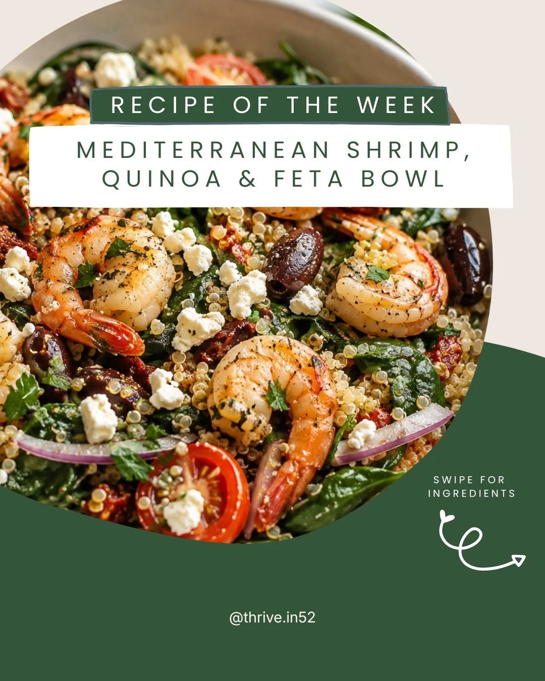 🍤 Recipe of the Week: Mediterranean Shrimp, Quinoa &amp; Feta Bowl
Bring the vibrant flavors of the Mediterranean to your table with this colorful, protein-rich meal. Every bite is filled with nourishing ingredients that support strength, energy, an