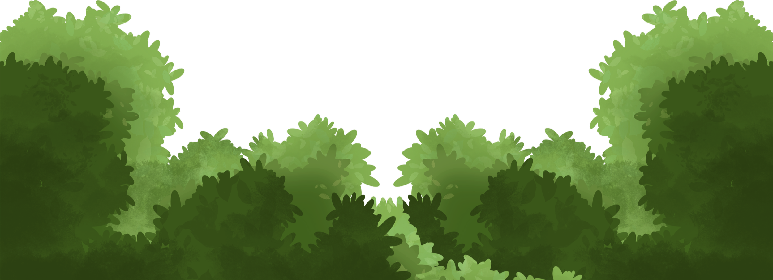 Illustration of a dense green bush or hedge with a light-colored background.