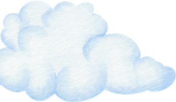 Watercolor illustration of a fluffy white cloud against a light blue sky