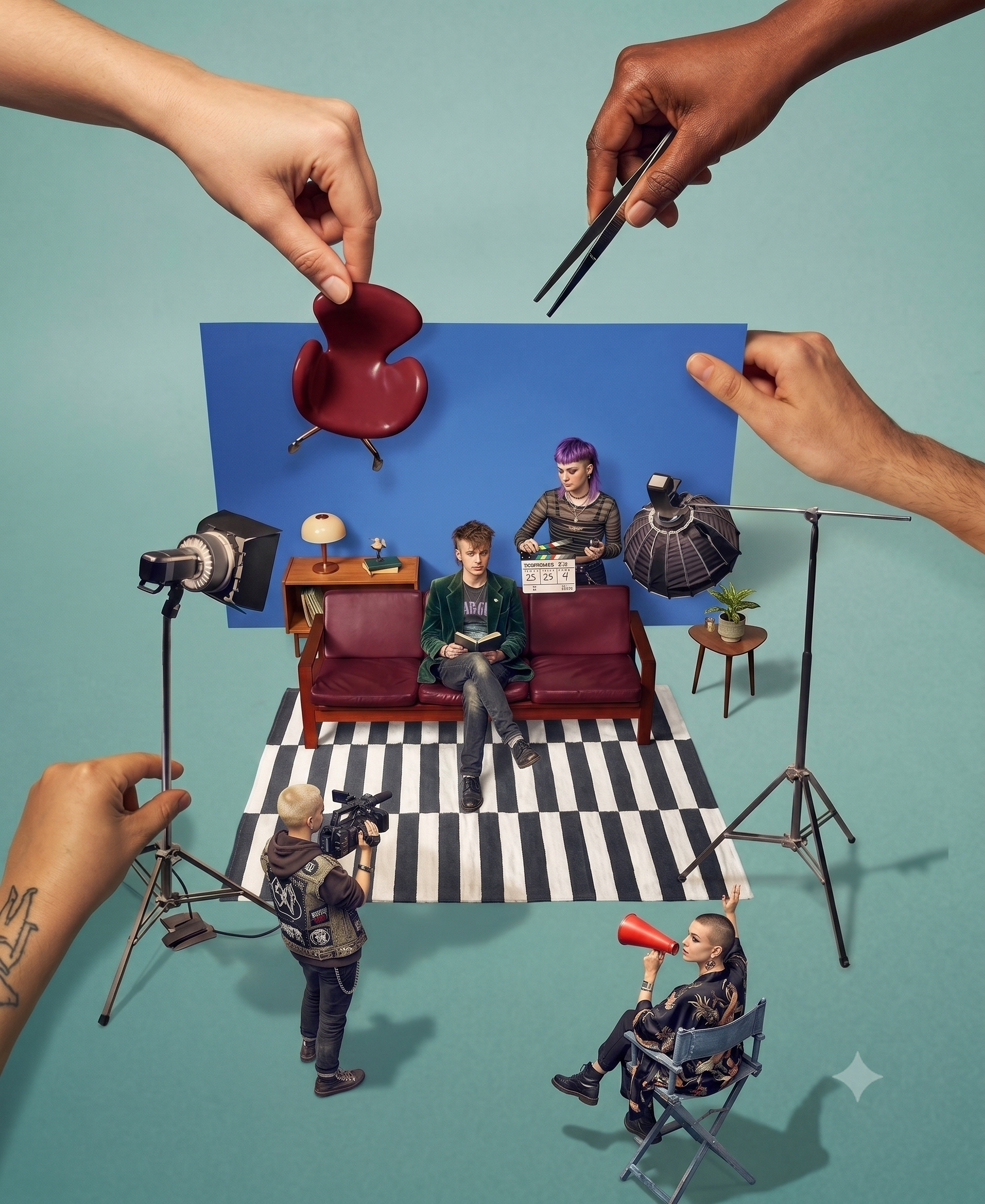 Directores creativos liderando una sesión de foto