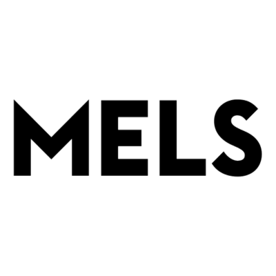 Le mot 'MELS' écrit en lettres transparentes sur un fond noir.