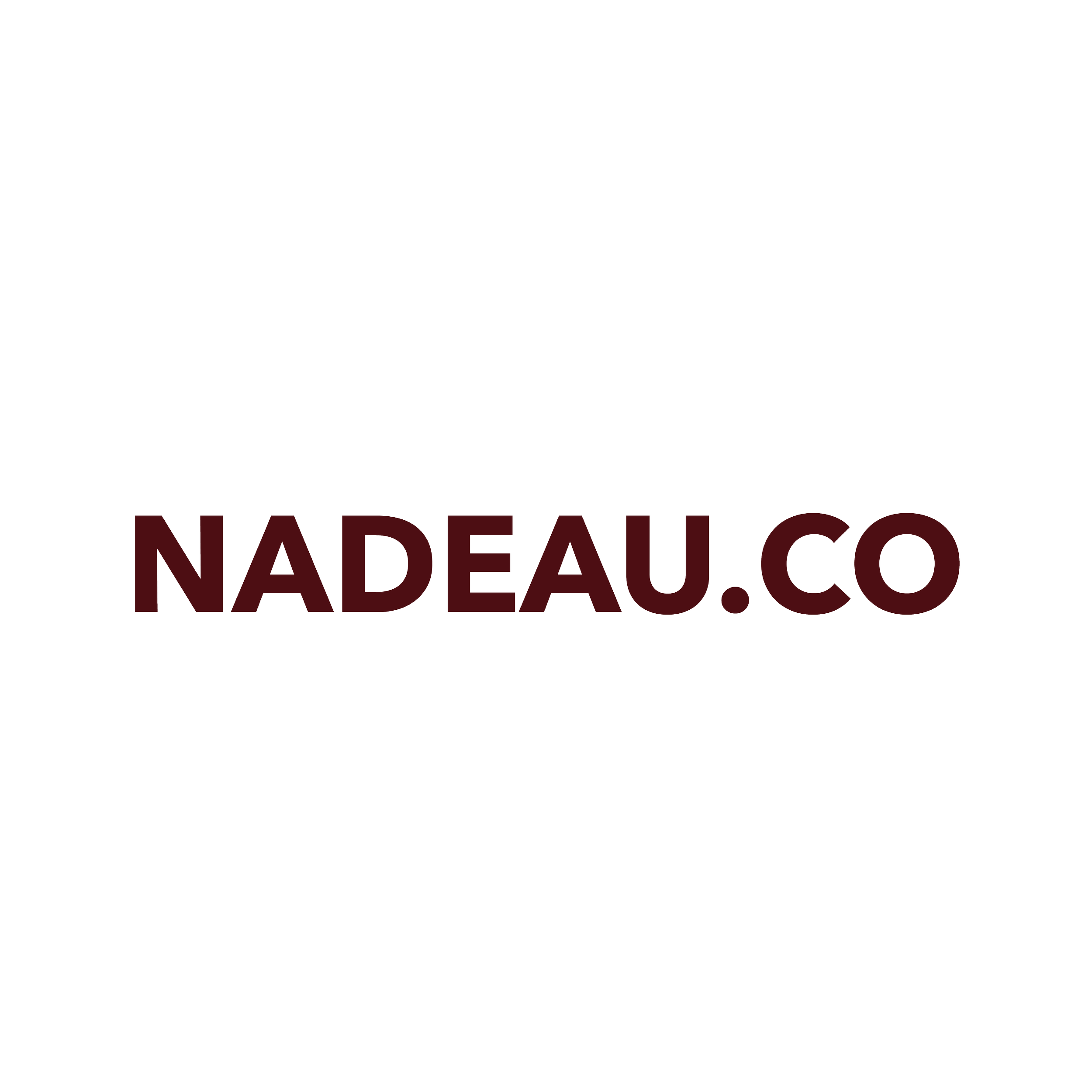 Logo Nadeau.com en noir avec le texte Nadeau en rouge foncé en dessous.