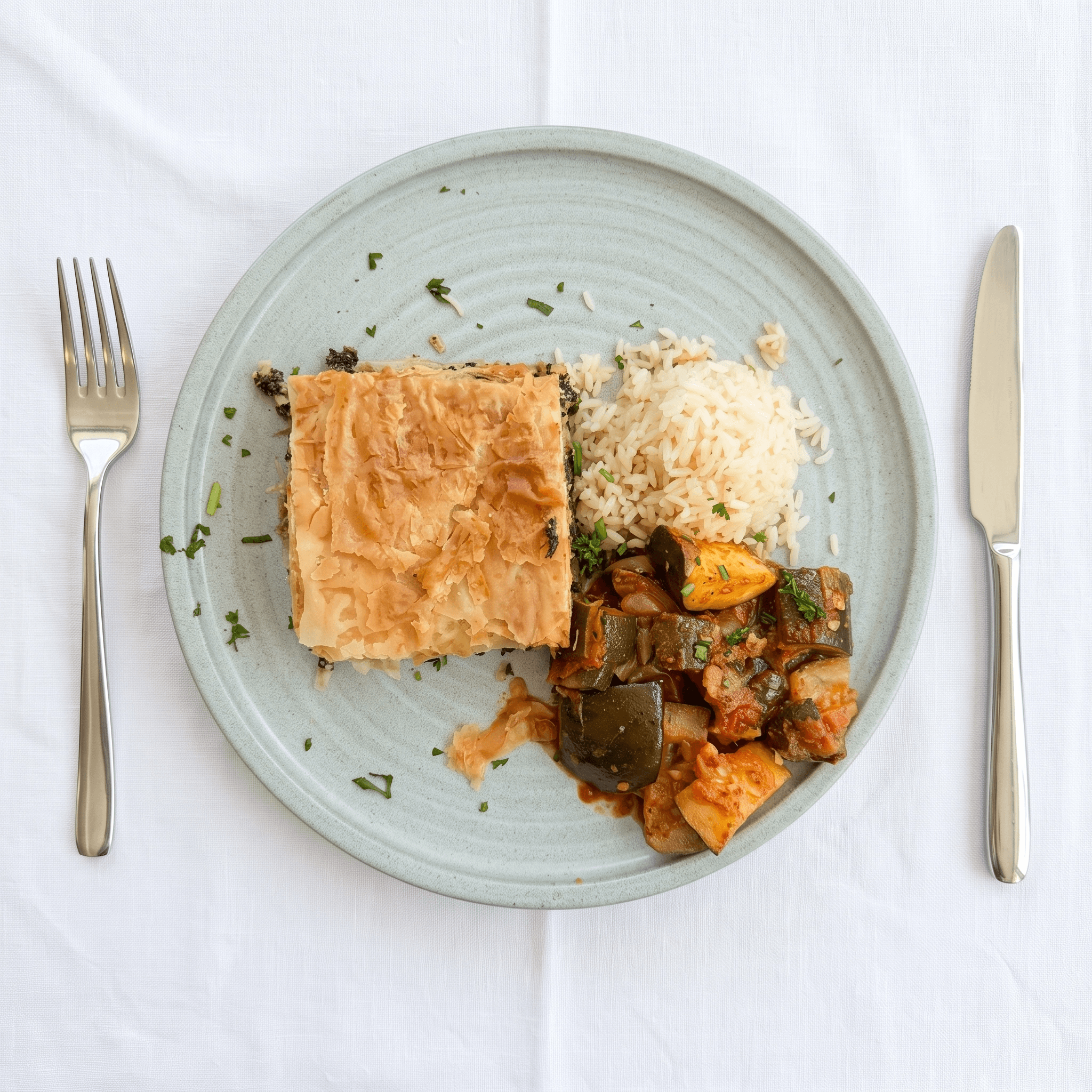 Spanakopita with rice and vegetables 